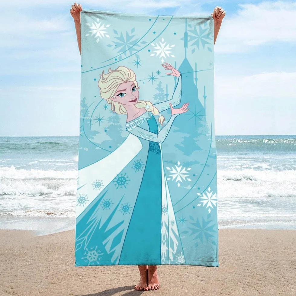 Jay Franco Ręcznik plażowy dla dzieci Disney Frozen 100% bawełna – 71 x 147 cm Super miękki ręcznik kąpielowy, basenowy i podróżny, oficjalny produkt licencjonowany, niebieski