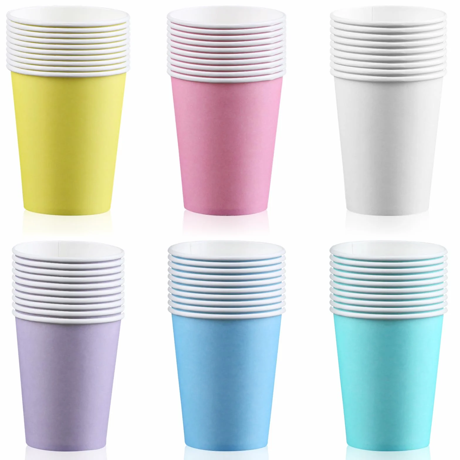 60 sztuk papierowych kubków, kolorowe papierowe kubki, 250ML jednorazowe wielokolorowe kubki na imprezę, wielokolorowe papierowe kubki nadają się na wesele, dla dzieci, DIY, potrzeby imprezowe