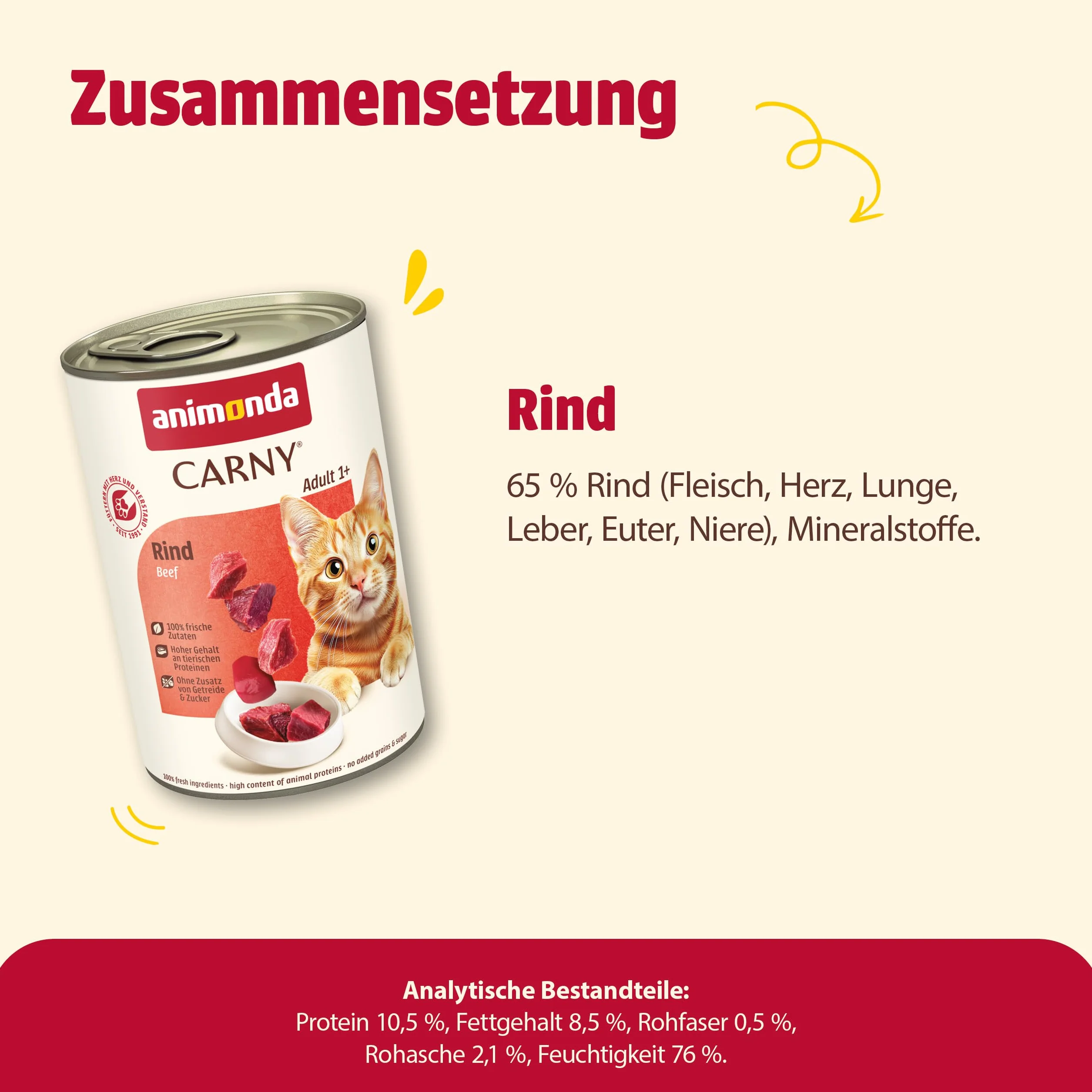 Animonda Carny Adult Karma dla Kotów, Wołowina, 6 x 400 g