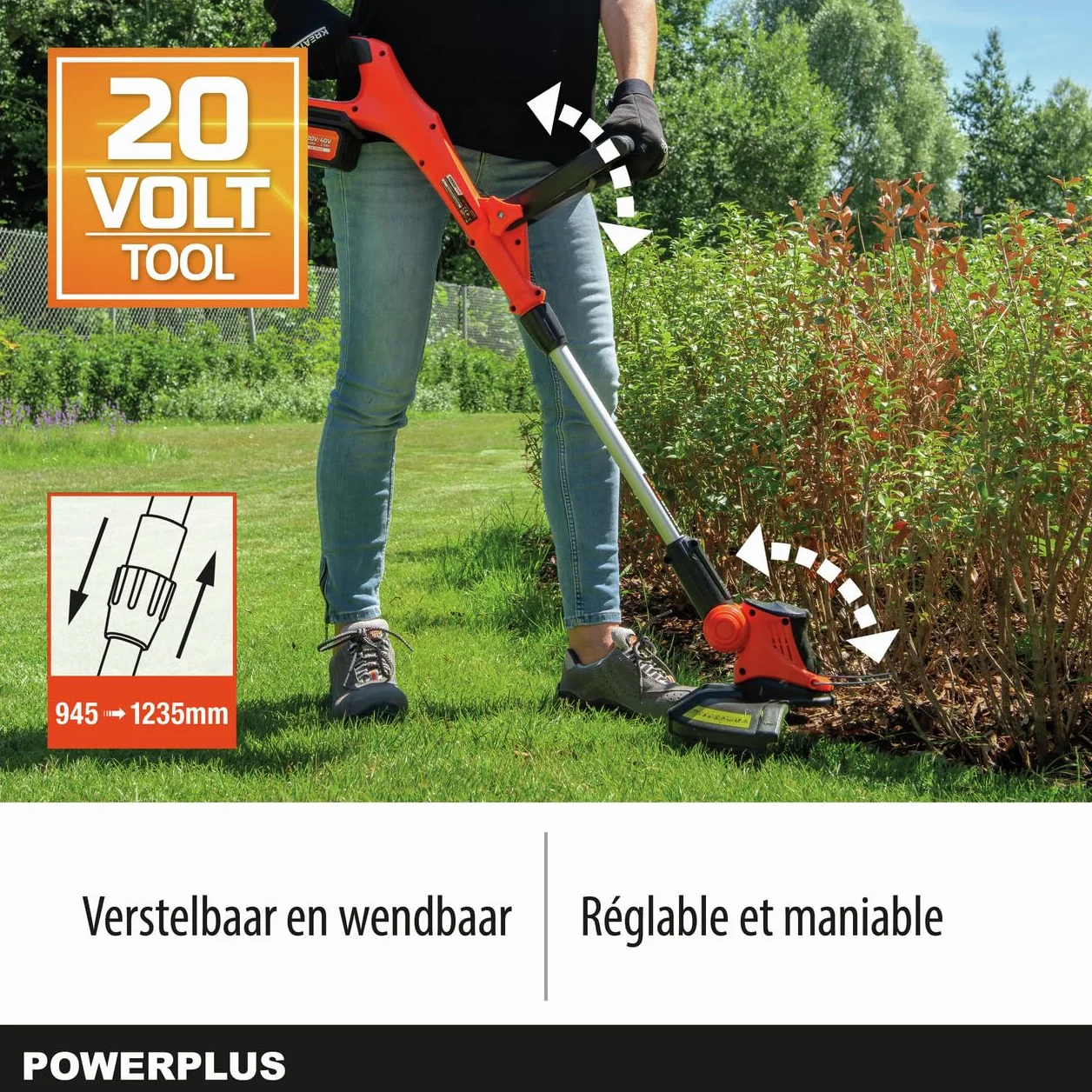 Power plus POWDPG75565 elektryczna kosiarka do trawy i podkaszarka do trawy o średnicy 20 V i 340 mm Ø i 20 V i 240 mm Ø, w zestawie akumulator i ładowarka