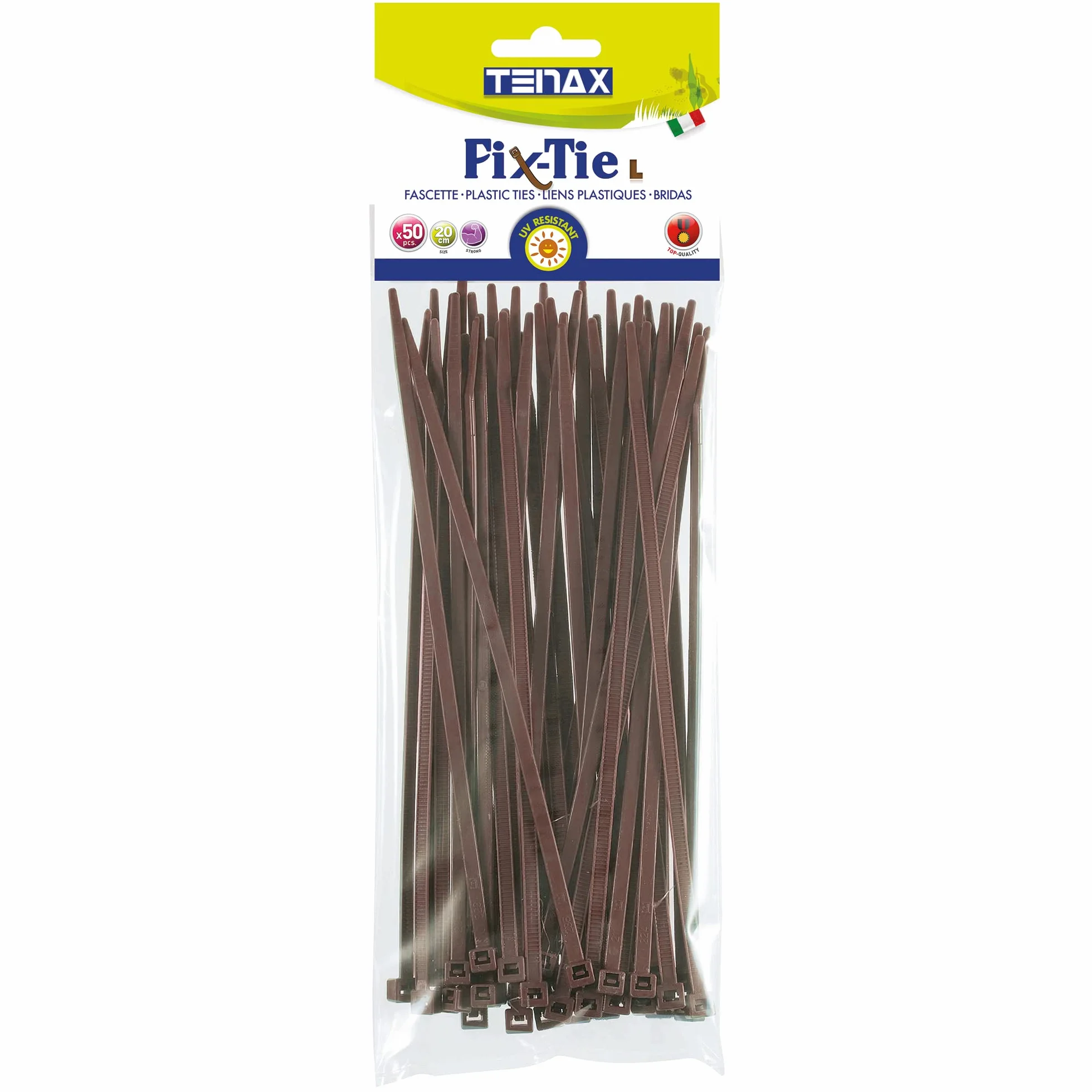 TENAX FIX-TIE L Opaski uniwersalne plastikowe o długości 20 cm brązowy, 50 sztuk