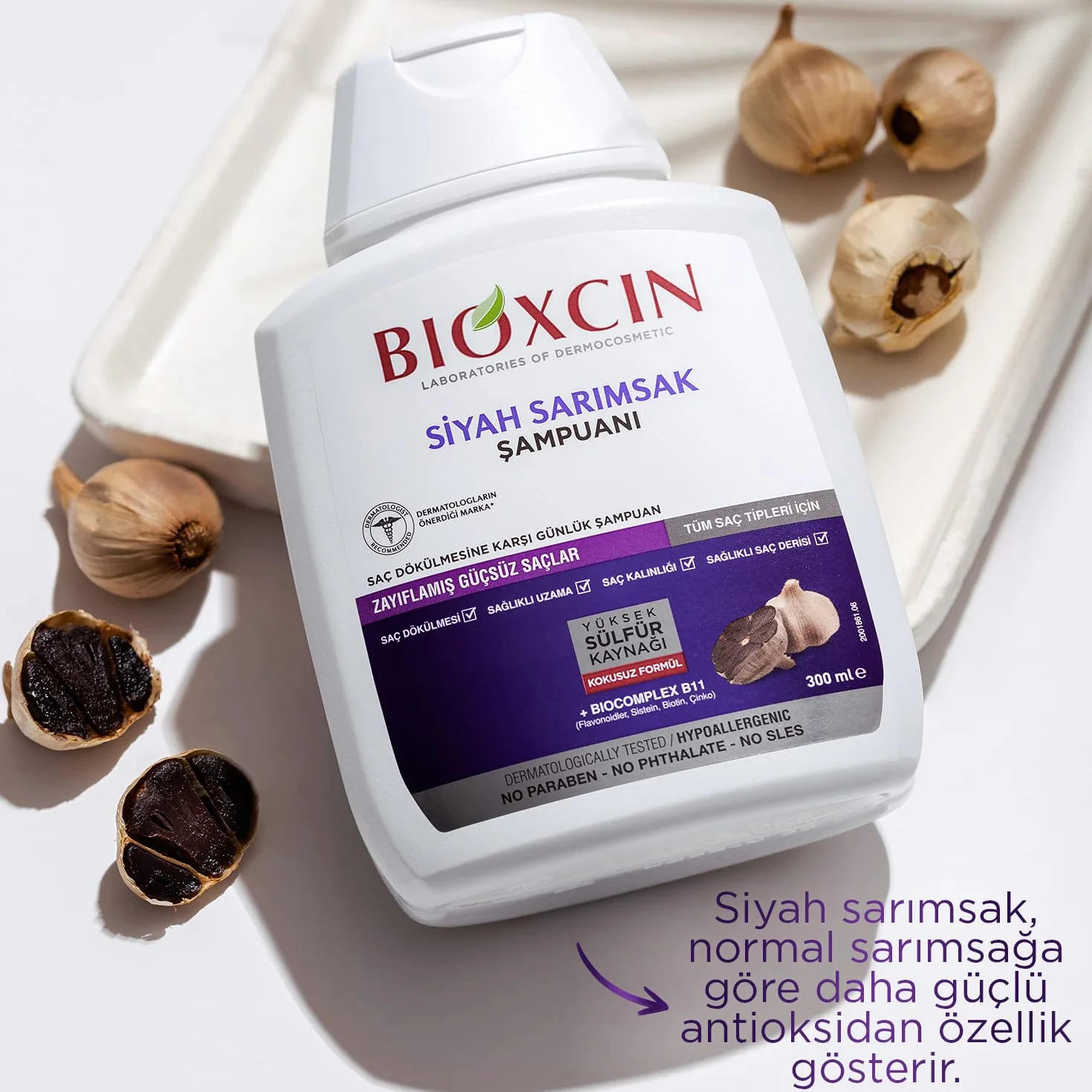 Bioxcin Szampon przeciw wypadaniu włosów z czarnym czosnkiem 300 ml