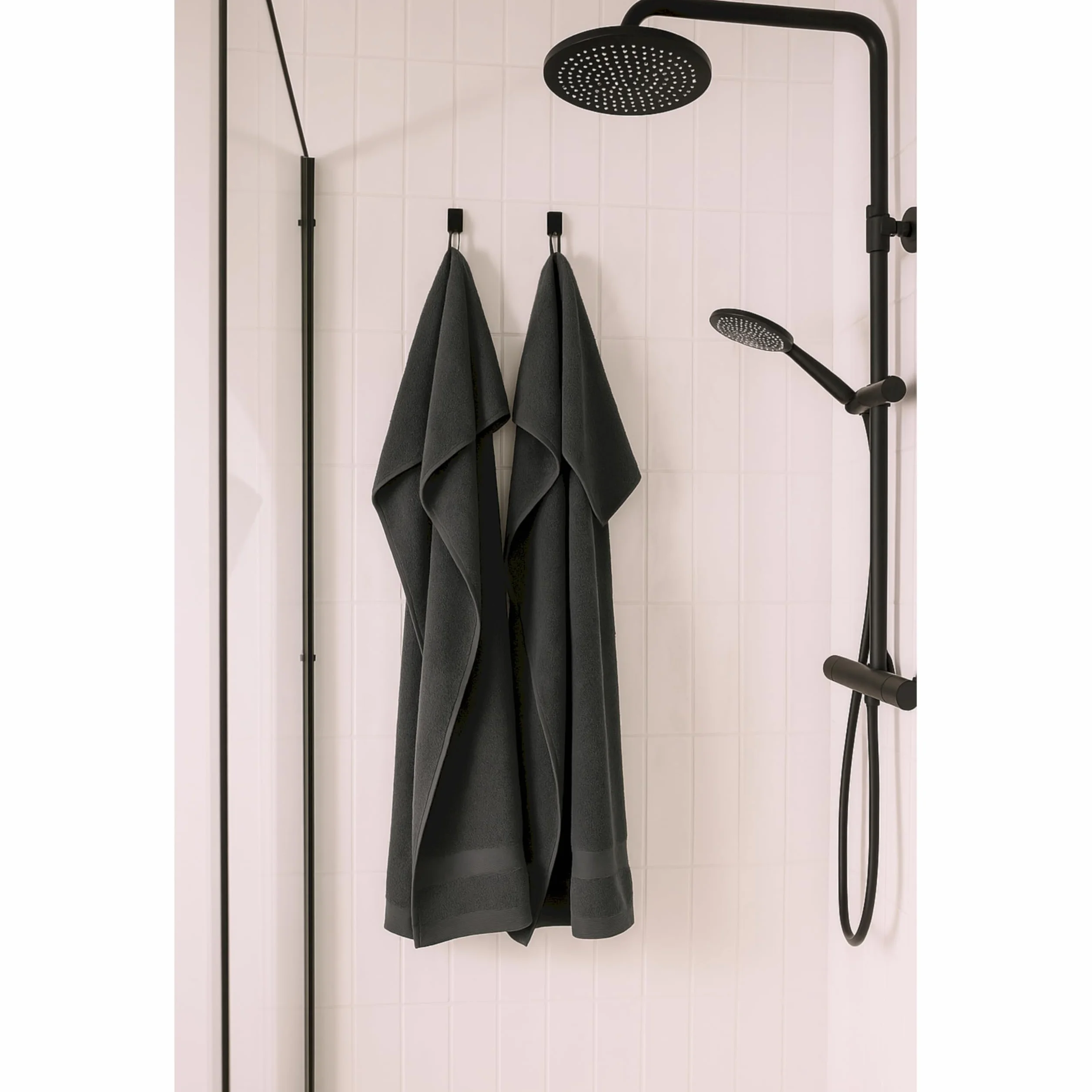 SCHÖNER WOHNEN 2-częściowy zestaw ręczników kąpielowych premium 70 x 140 cm – chłonne – luksusowe ręczniki kąpielowe antracytowe – 100% bawełna – puszyście miękkie – można łączyć jako zestaw ręczników