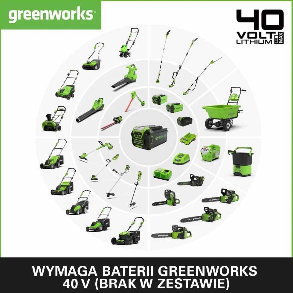 Greenworks G40PSF Akumulatorowa Pilarka na Wysięgniku, Ostrze 20cm, Szybkość Cięcia 8m/s, 3,64kg, Automatyczna Olejarka, Zbiornik Oleju 80ml, Zasięg 2.58m BEZ Baterii 40V i Ładowarki