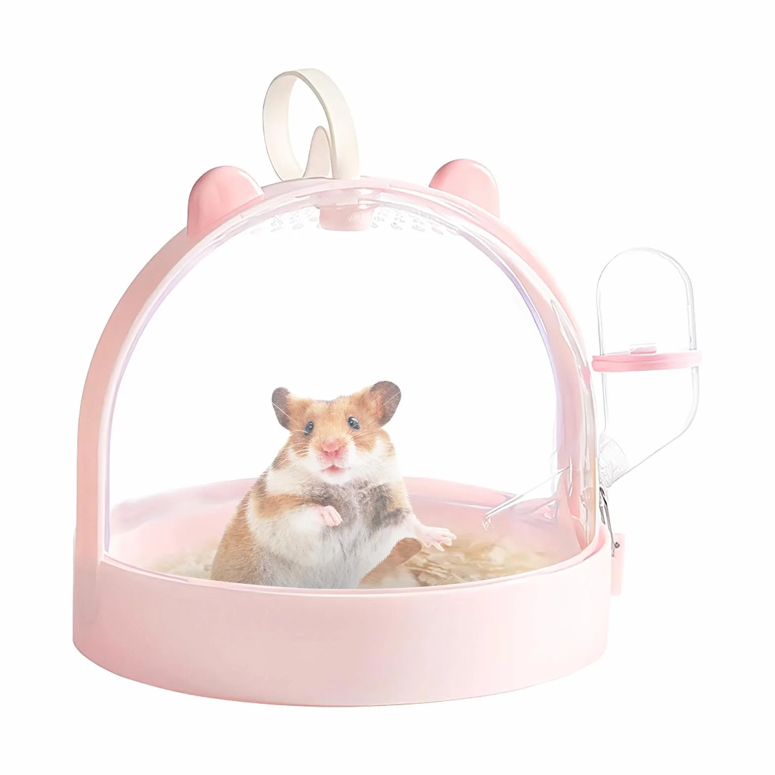 Hamster Carrier Cage, Dwarf Hamster Carrier, ma?y no?nik zwierz?t, klatka zewn?trzna Hamster, przeno?ny ma?y no?nik zwierz?t z otworami wentylacyjnymi i wbudowan? butelk? wod? i inne ma?e zwierz?ta