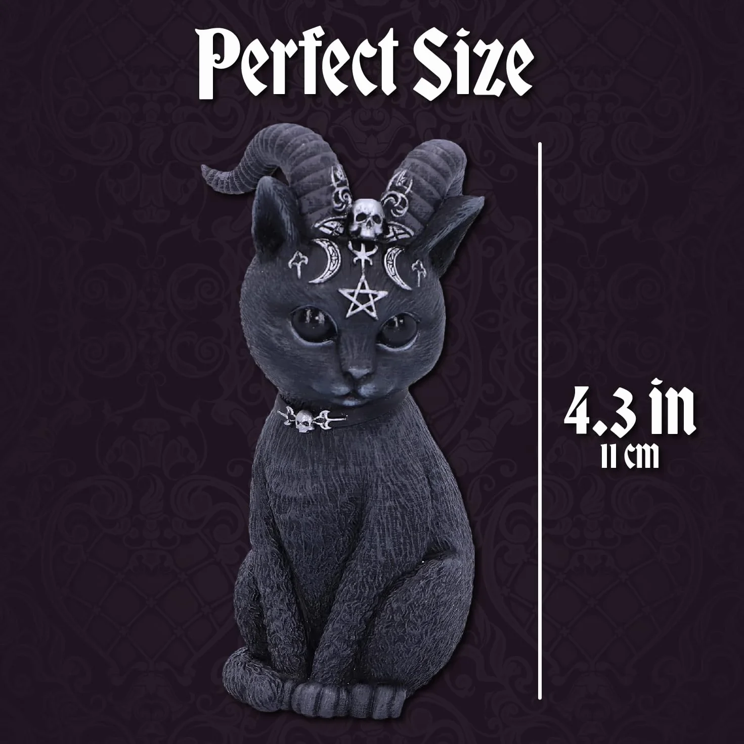 Nemesis Now Pawzuph Horned okkult kot, żywica poliestrowa, czarny i srebrny, 11 cm