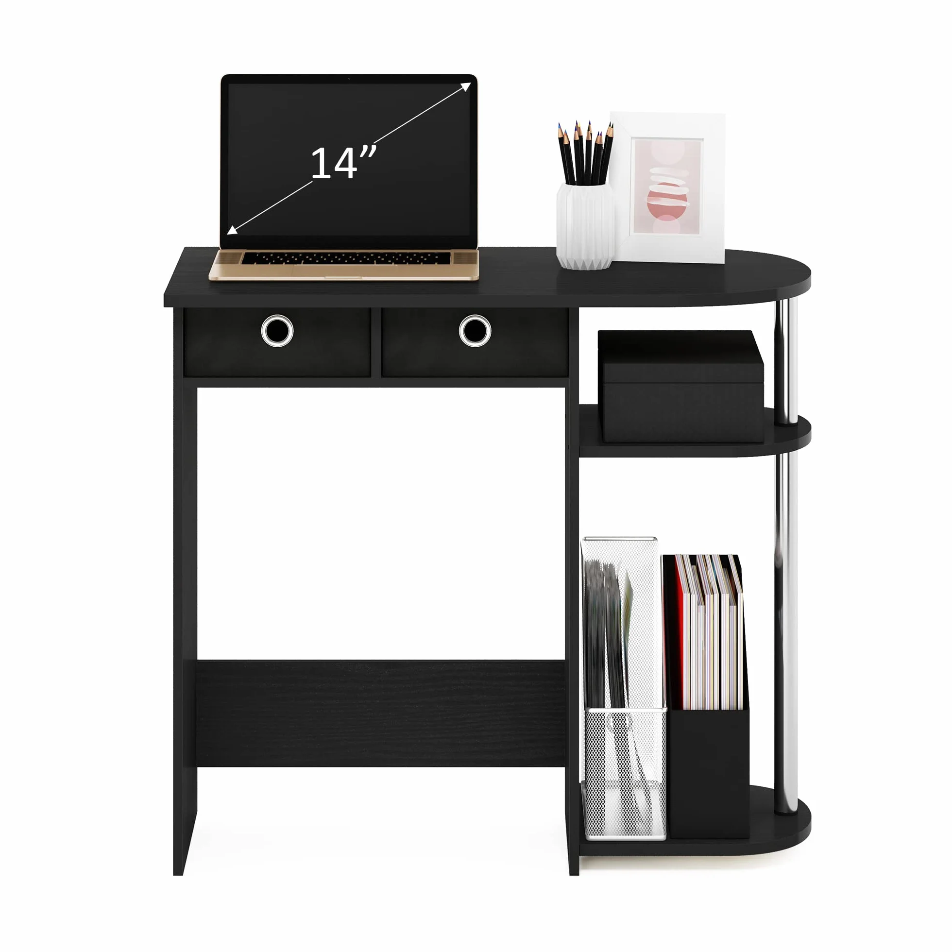 Furinno Laptop notebook biurko komputerowe, Americano/stal nierdzewna, 39,62 (gł.) x 80,01 (szer.) x 72,39 (wys.) cm