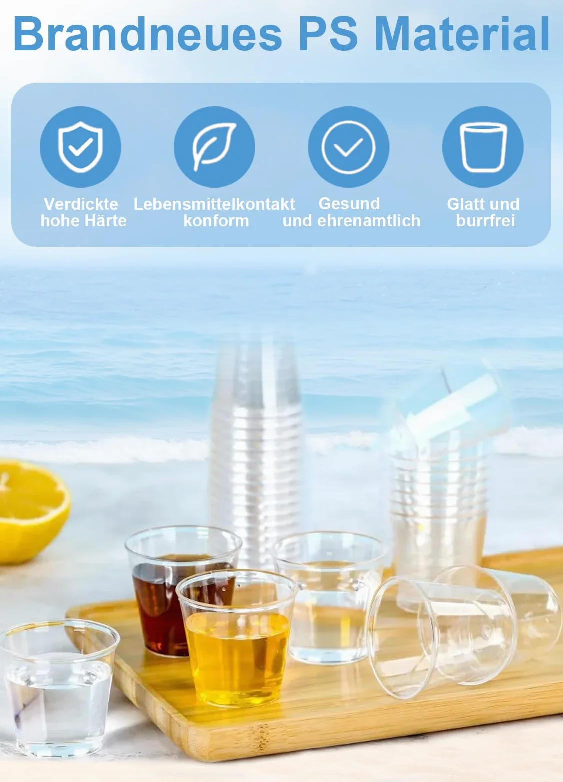 50 sztuk plastikowych kieliszków do wódki, przezroczyste kubki do shotów z materiału PS (30 ml/1 oz), plastikowe kubki wielokrotnego użytku, na urodziny, degustacje, imprezy