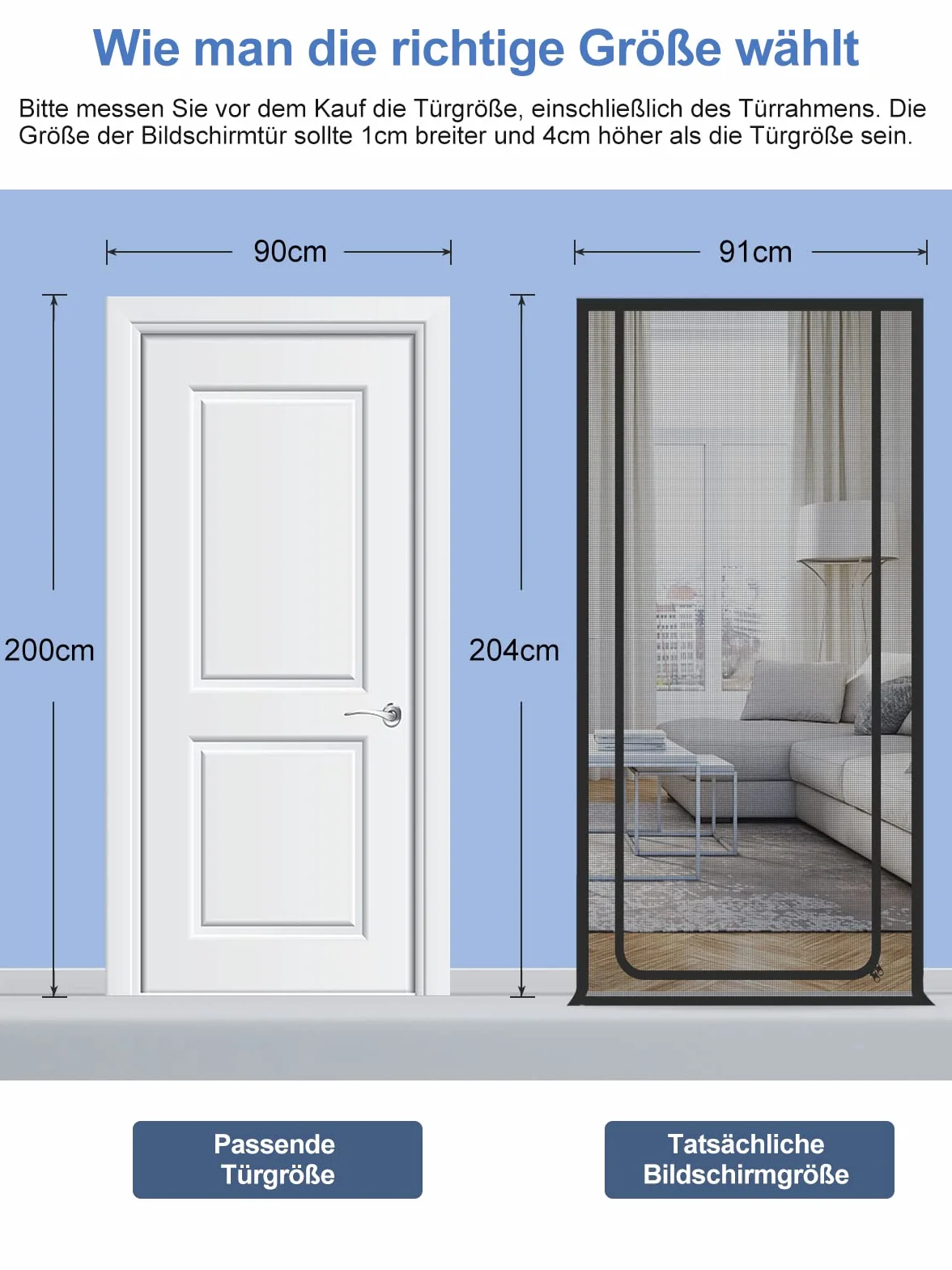 Cat Screen Tür passend für Türgröße 90 cm x 200 cm, Haustier-Fliegengitter-Tür, Trenngitter für Katzen, Doppelreißverschluss
