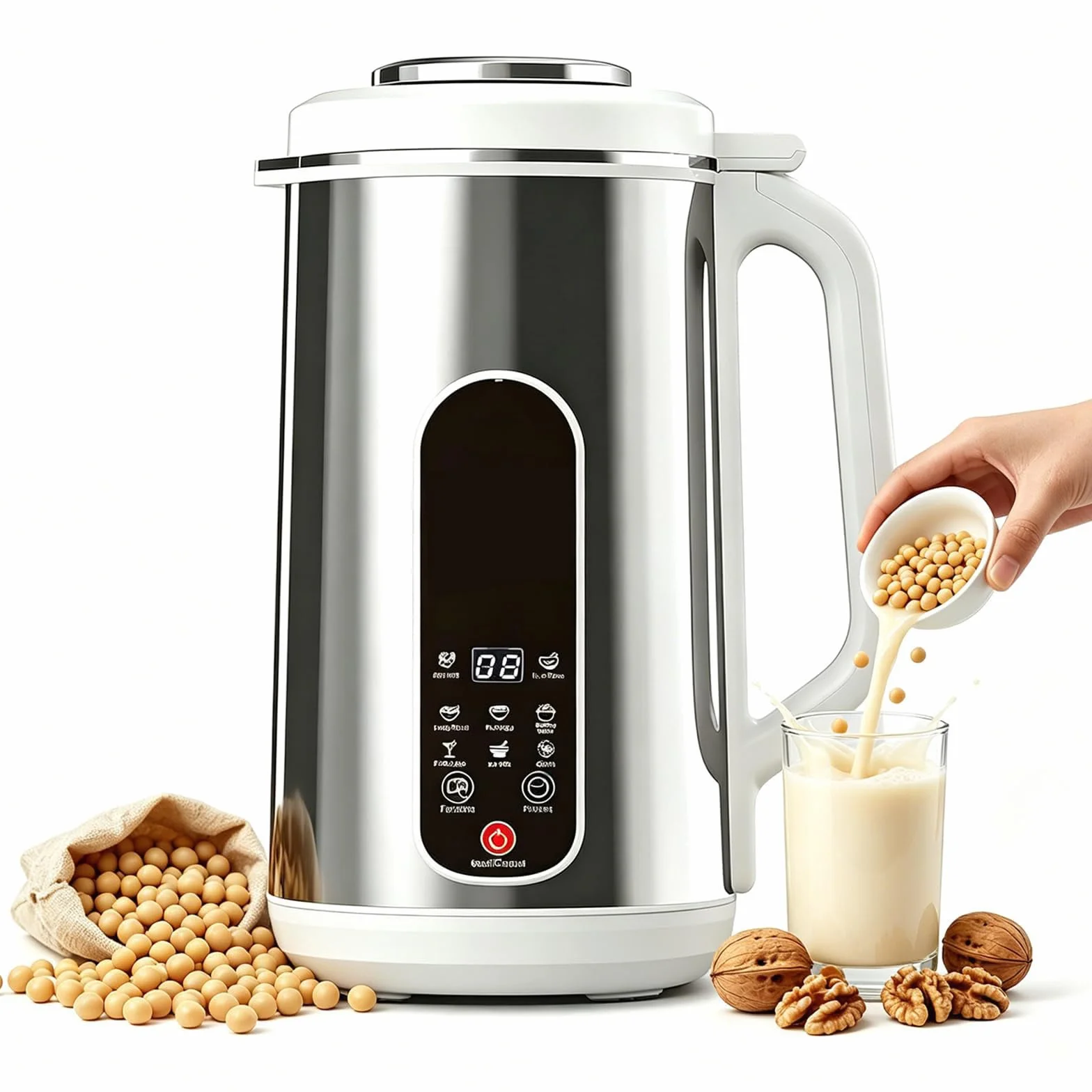 Maszyna do Mleka Orzechowego, 8 w 1 Wielofunkcyjny Blender do Mleka | 1200ml, 12 ostrzy i robi mleko w 5 minut, do domowego mleka migdałowego, sojowego i napojów roślinnych