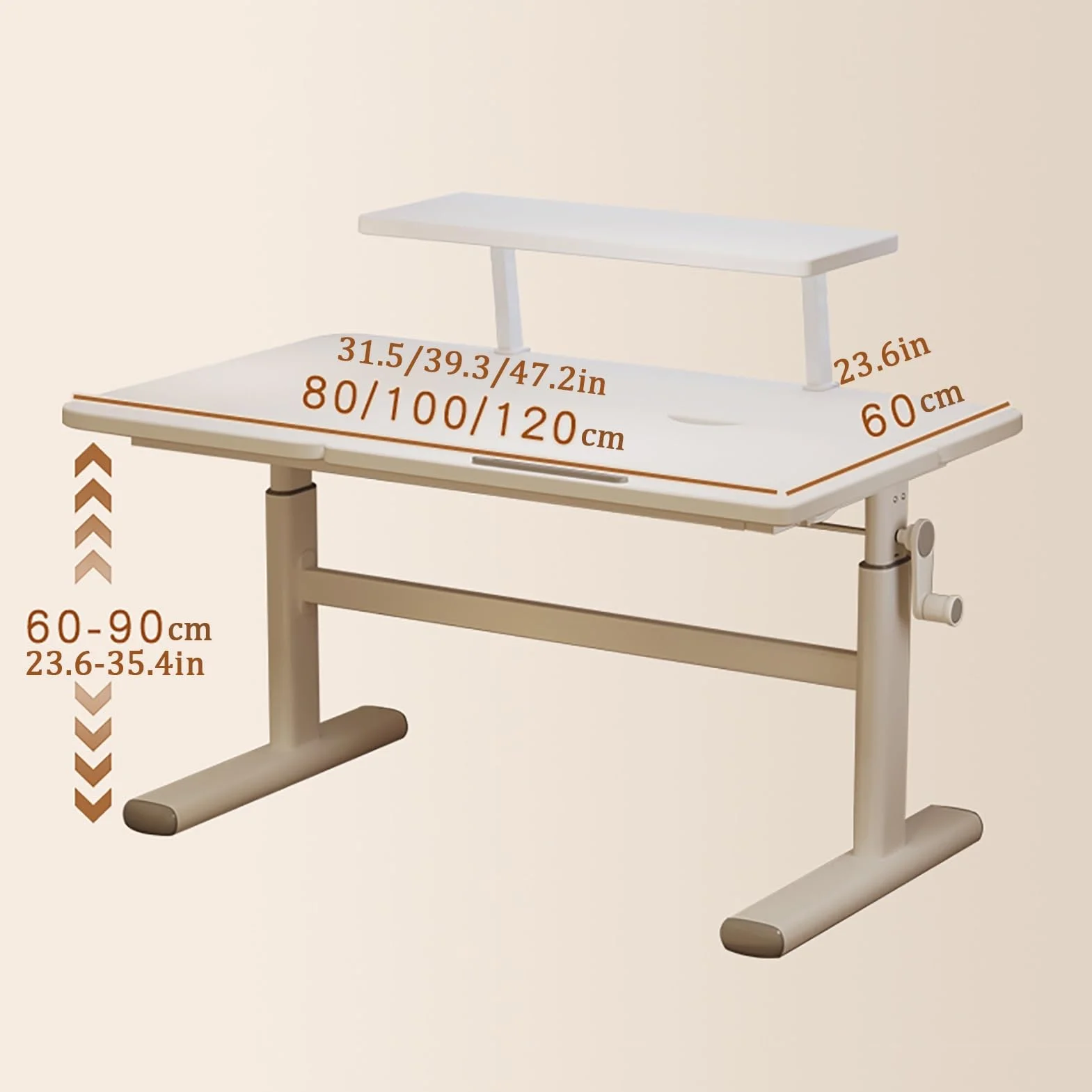 Regulowane biurko do pracy na stojąco z półką, ergonomiczne biurko komputerowe do nauki i gier, do siedzenia, z blatem, 80 x 60 cm