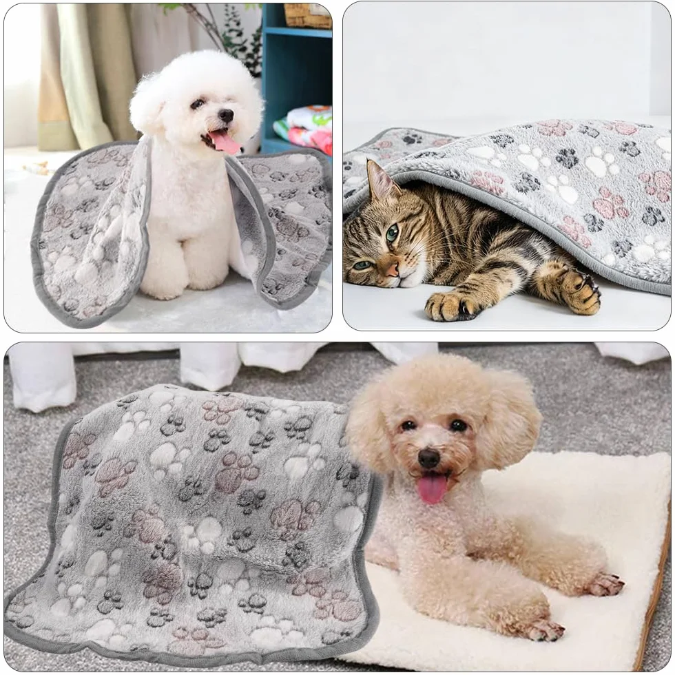 Puszysty koc dla psa, 6 sztuk, mały koc dla psa, 60 x 40 cm, szary, koc do przytulania dla psa, wodoszczelny, dla świnek morskich, pluszowy, dla małych i średnich psów, kotów, małych zwierząt, ciepły