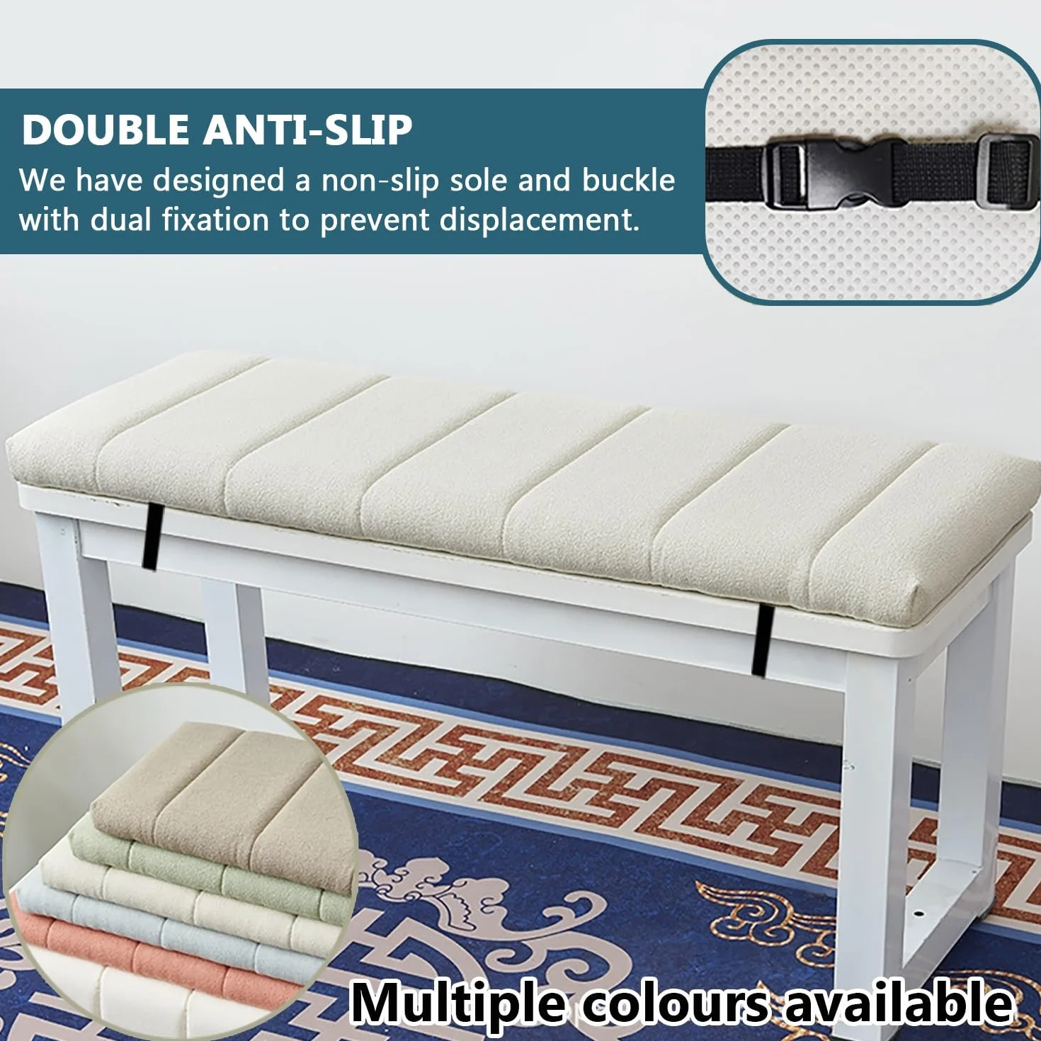 Wykładzina z Pianki Memory Foam na Ławkę - Indywidualne Oparcie do Okna na Wymiar z Antypoślizgowym Spodem - Do Wnętrz, Ogrodu, Tarasu, Mebli Ogrodowych(Jasnoszary,35x70CM)