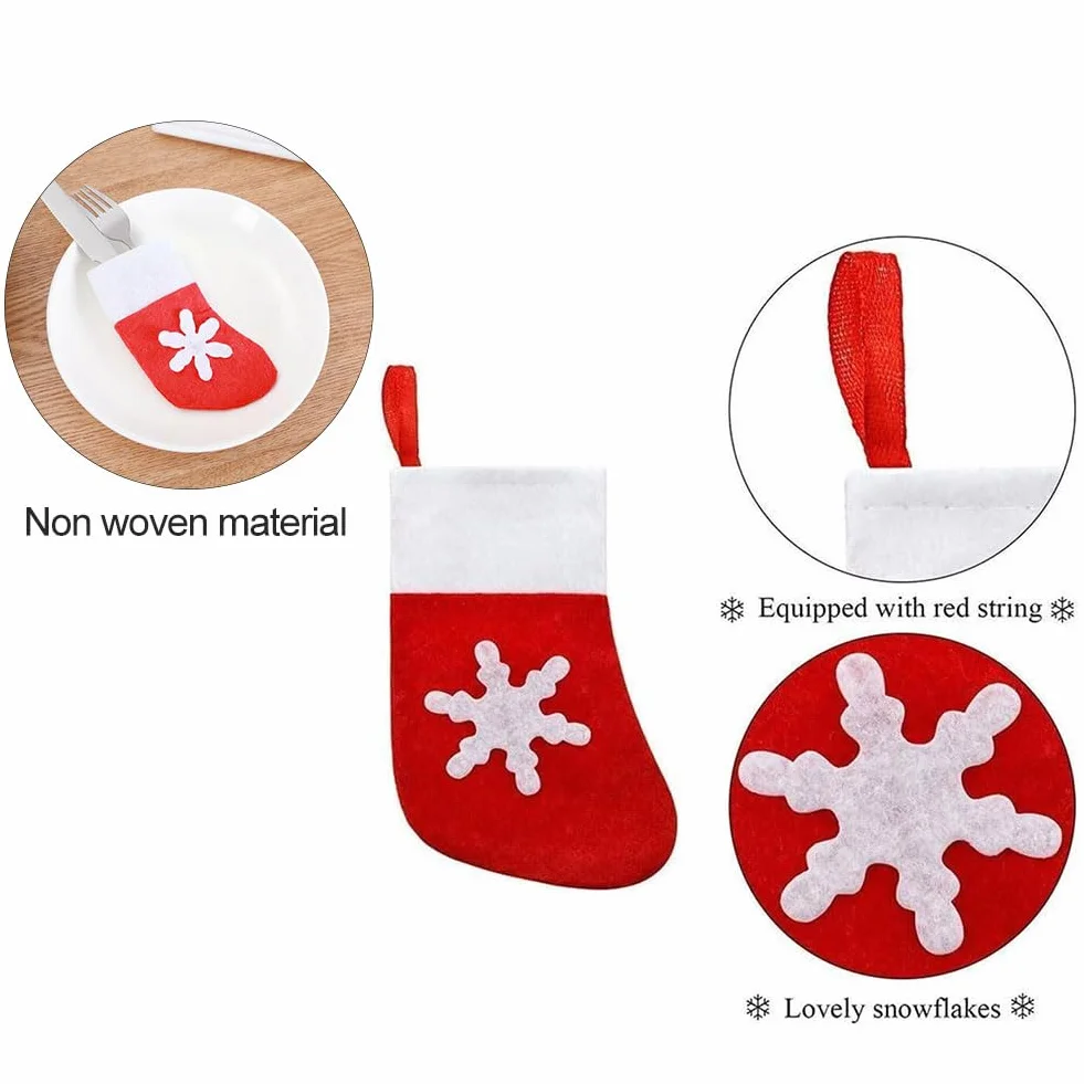 Świąteczne Uchwyty Na Sztućce,12 Szt, Uchwyty Na Sztućce, Mini Torby Do Przechowywania Sztućców, Na Boże Narodzenie, Stół, Kieszeń, Zastawa Obiadowa