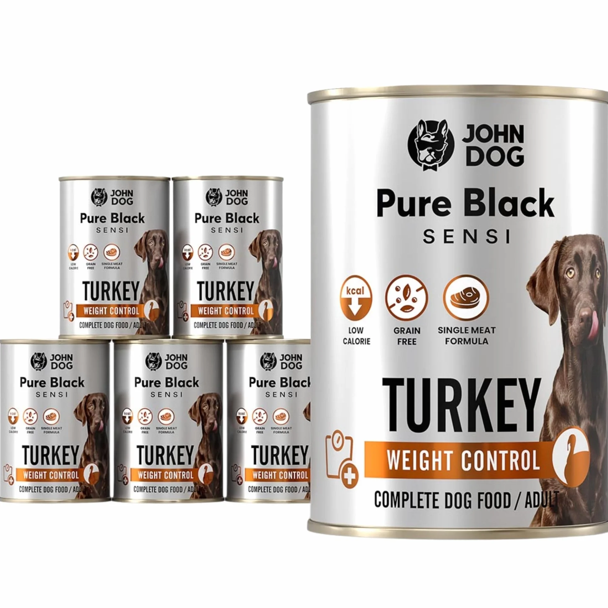 JOHN DOG KARMA MOKRA PURE BLACK SENSI DOROSŁY LIGHT INDYK 400g*6