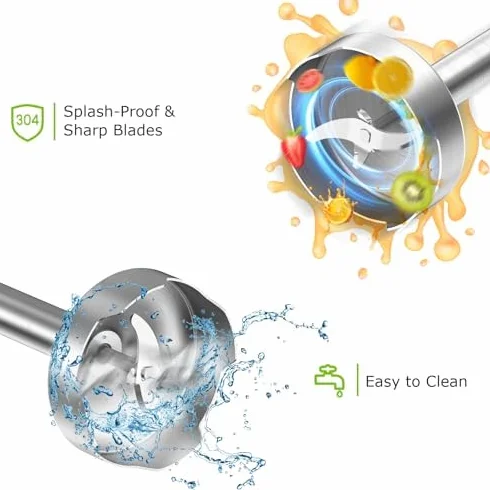 Bonsenkitchen Elektryczny blender ręczny 3 w 1, 1000 W, z miarką i trzepaczką, bezstopniowa regulacja prędkości do koktajli mlecznych, puree, sosów, HB3202 (czarny)