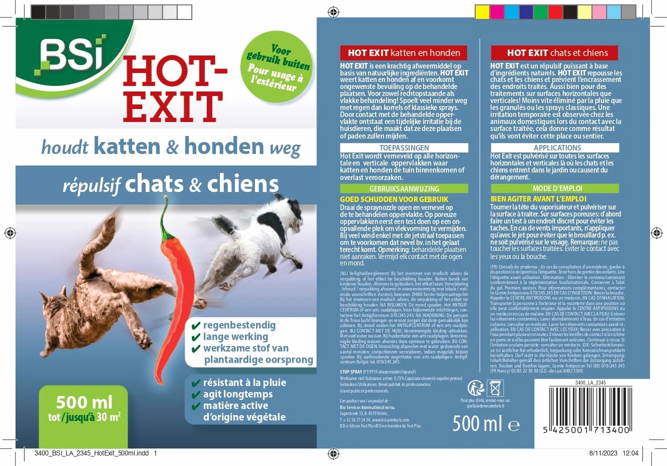 BSI Hot Exit odstraszacz psów kotów 500 ml