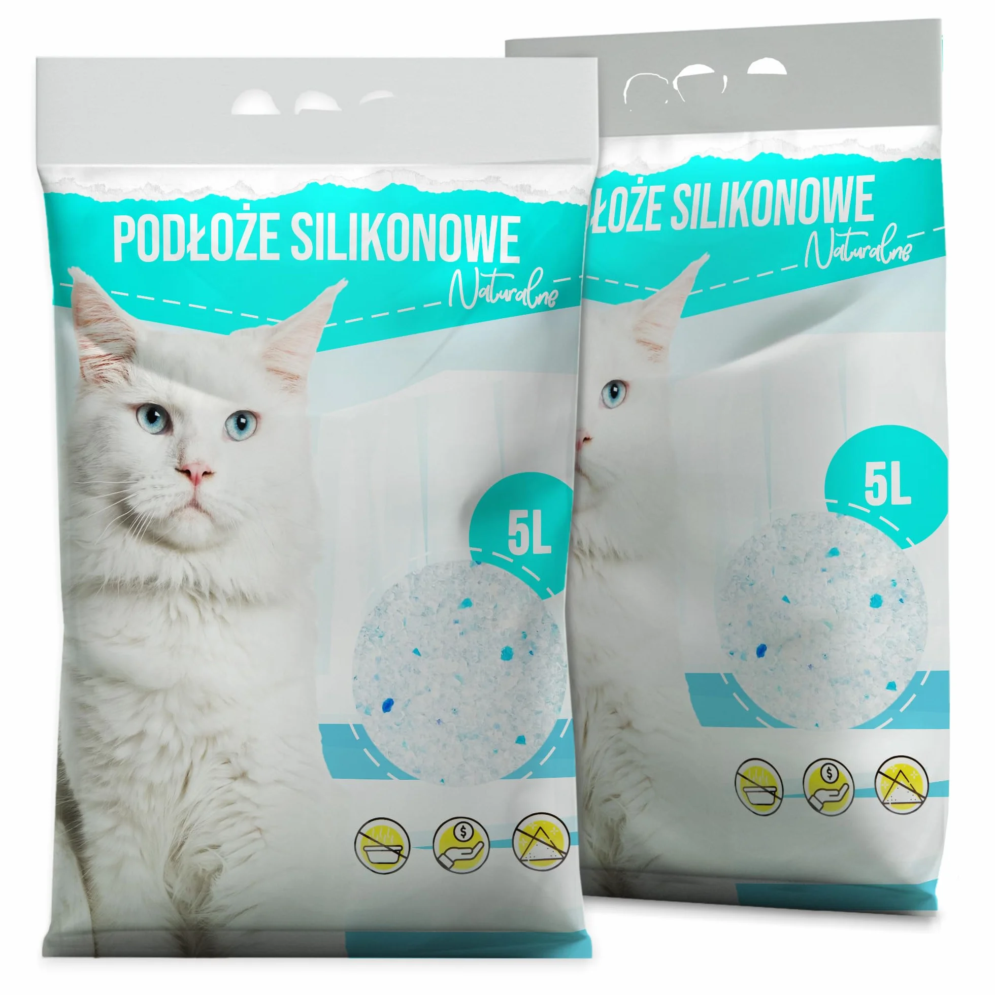 Żwirek Silikonowy dla Kota 5L Extradrobny Naturalny Bezzapachowy Antybakteryjny