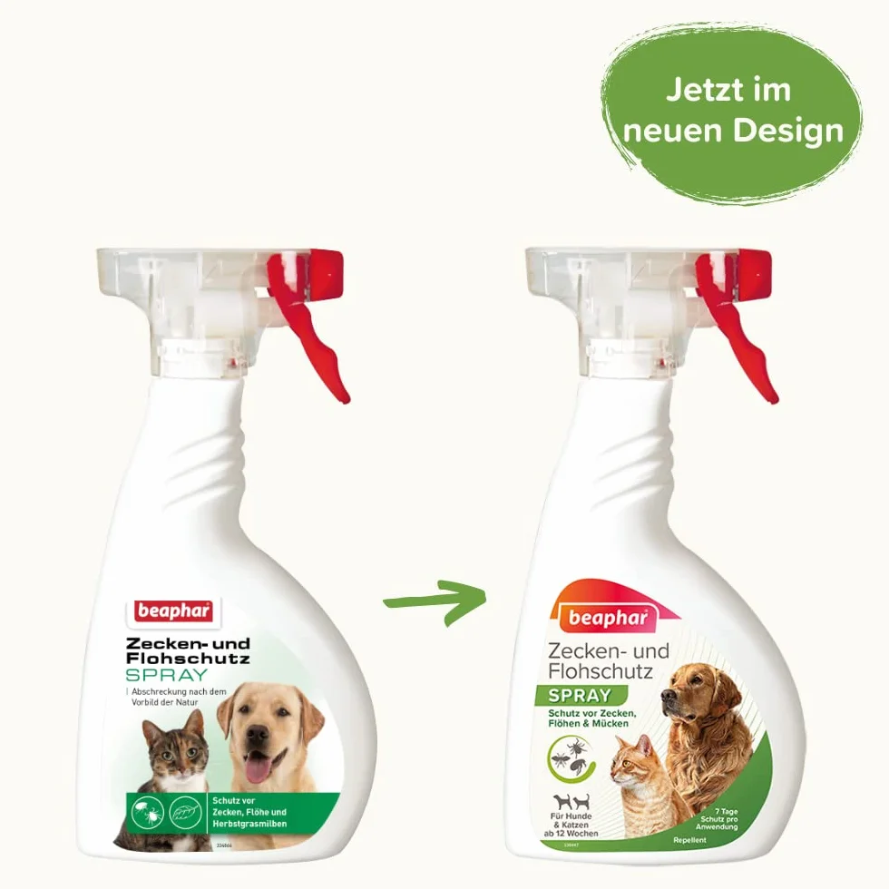Spray do ochrony przed kleszczami i pchłami dla psów i kotów | natychmiastowa ochrona przed kleszczami i pchłami | spray przeciw pchłom i kleszczom | dla Hu/Ka od 12 tygodni | 400 ml