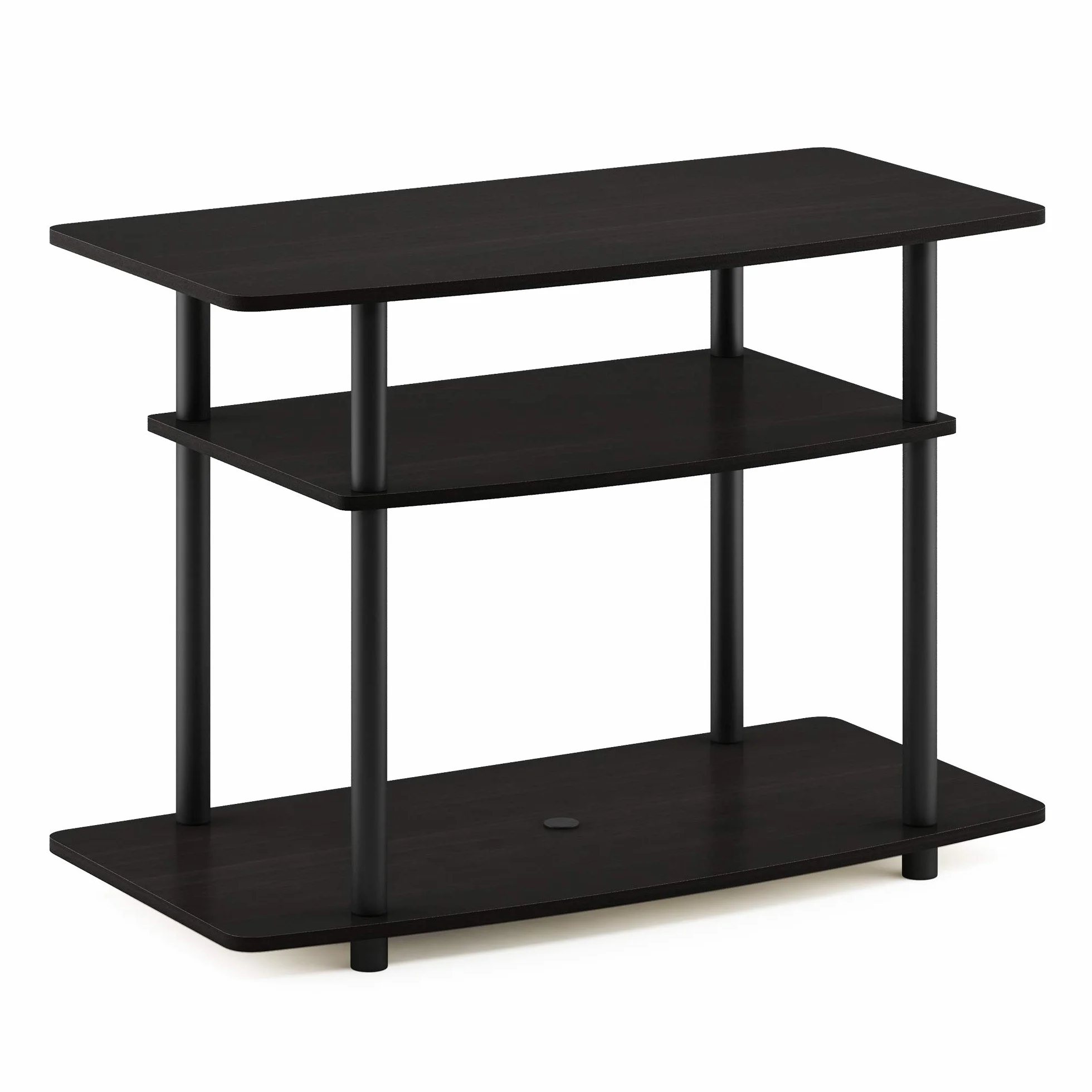 Furinno No Tools 3-poziomowy stojak do centrum rozrywki, stojaki pod telewizor, półka na telewizor, espresso/czarny