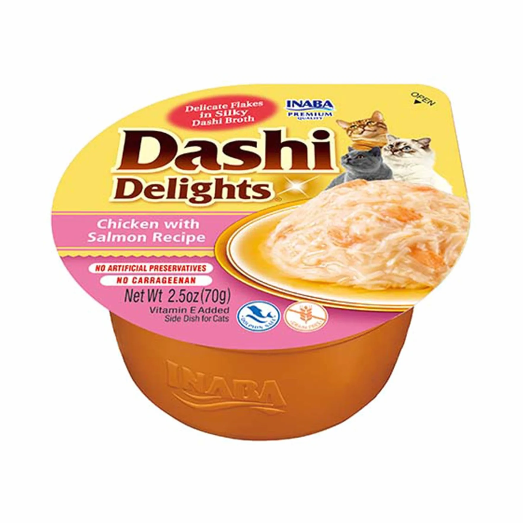 INABA Dashi Delights - Kawałki w ładnym bulionie z płatkami z kurczakiem - Pyszne i zdrowe - Topping - Wysoka zawartość białka - Naturalne składniki - Karma dla kotów - 6 x 70g
