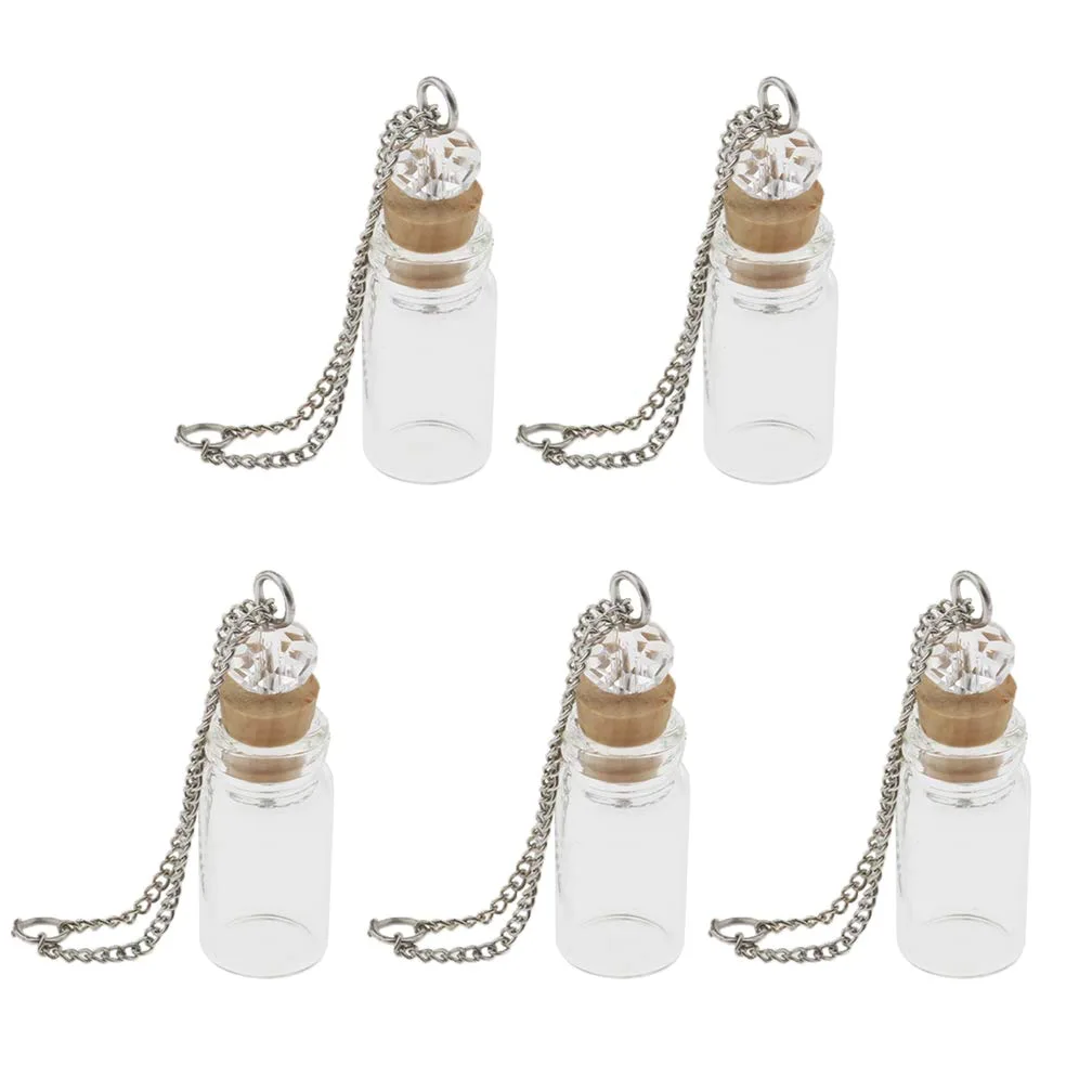 Mini szklana butelka z korkiem naszyjnik wisiorek fiolka DIY dekoracja 1 ml przezroczysta