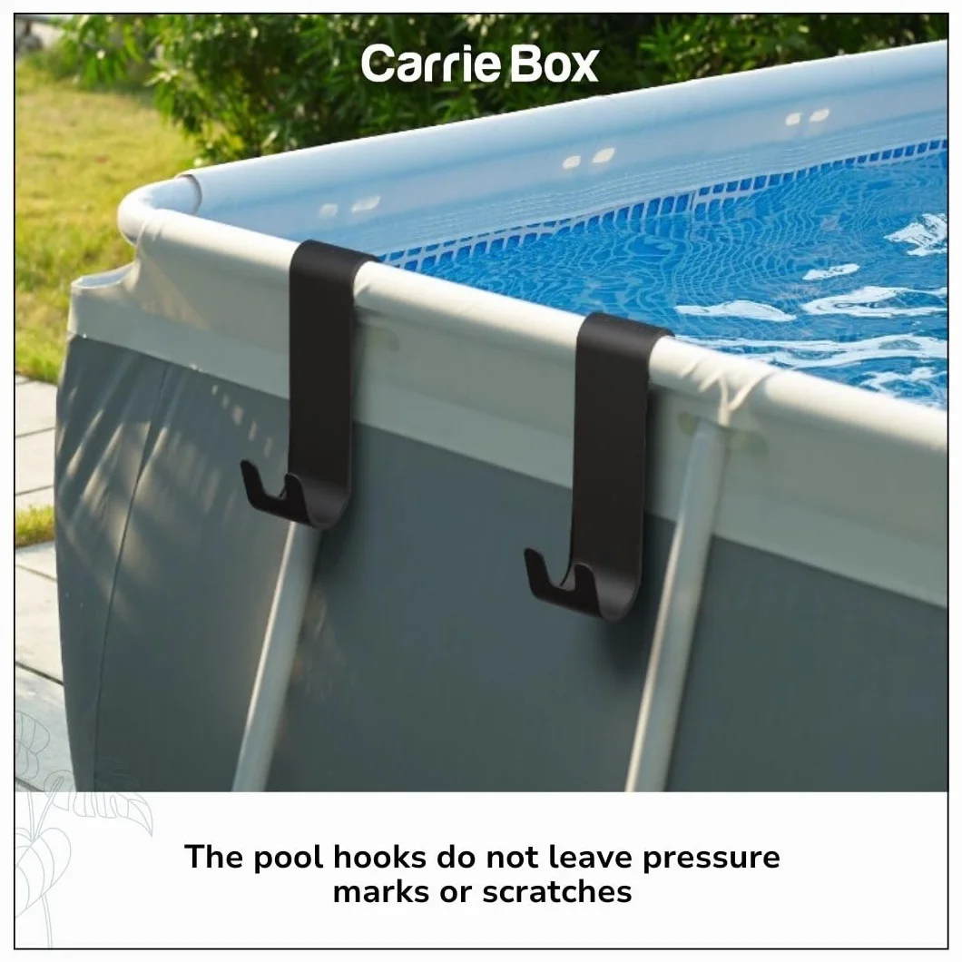 Carrie Box Uchwyt podbieraka z tworzywa sztucznego pochodzącego z recyklingu, drążki teleskopowe, łamanie liści, przechowywanie, akcesoria basenowe, czyszczenie basenu, basen ze stelażem (kolor szary)