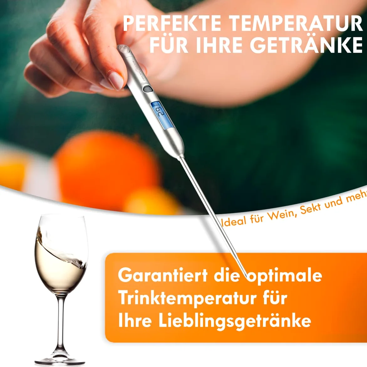 Profi Cook PC-DHT1039 - Cyfrowy termometr kuchenny - Stal nierdzewna - Zasilanie bateryjne (w zestawie) Srebrny
