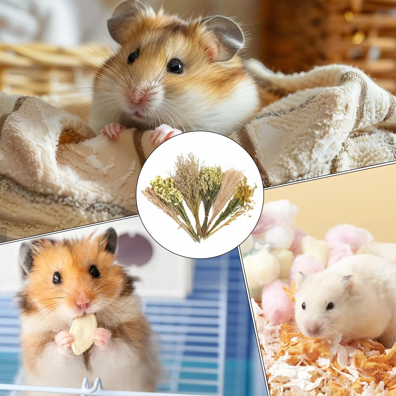 Flower Pet Bedding, Natural Hamster Bedding, Dried Flower Habitat, Comfortable Design for Gerbils & Hamsters