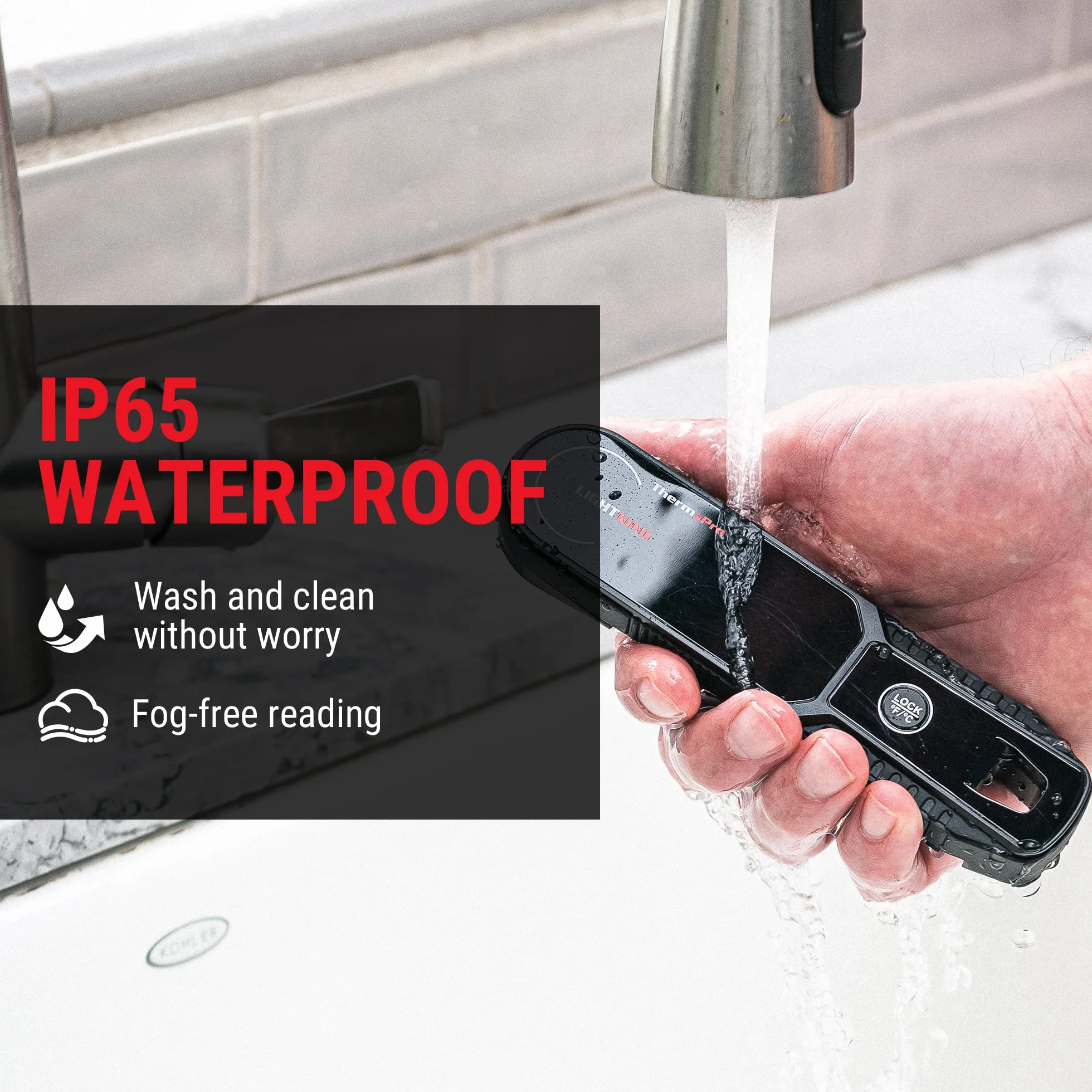 ThermoPro Lightning Termometr do mięsa z natychmiastowym odczytem w jednej sekundzie, kalibrowalny termometr kuchenny do żywności z dwustronnym wyświetlaczem, wodoodporny termometr kuchenny do