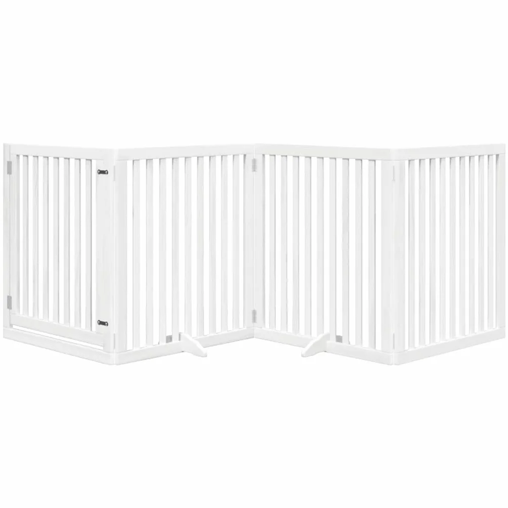 vidaXL Składana bramka dla psa, z drzwiami, 4 panele, biała, 320 cm, bramka dla zwierząt, bramka bezpieczeństwa dla psów, bramka bezpieczeństwa dla psa