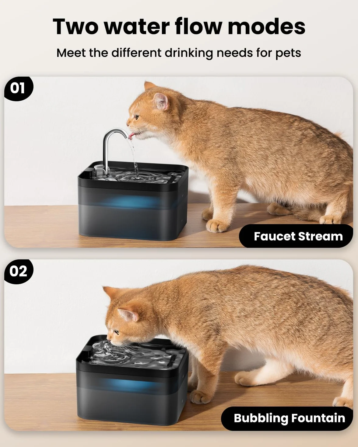 PawPoll Fontanna dla Kotów, 2,2L Super Cicha, Konstrukcja Kranu, Fontanna Wodna dla Kotów z Diodami LED i Filtrem z Węglem Aktywnym, łatwa do Czyszczenia, 6 Filtrów + 3 Filtry Piankowe