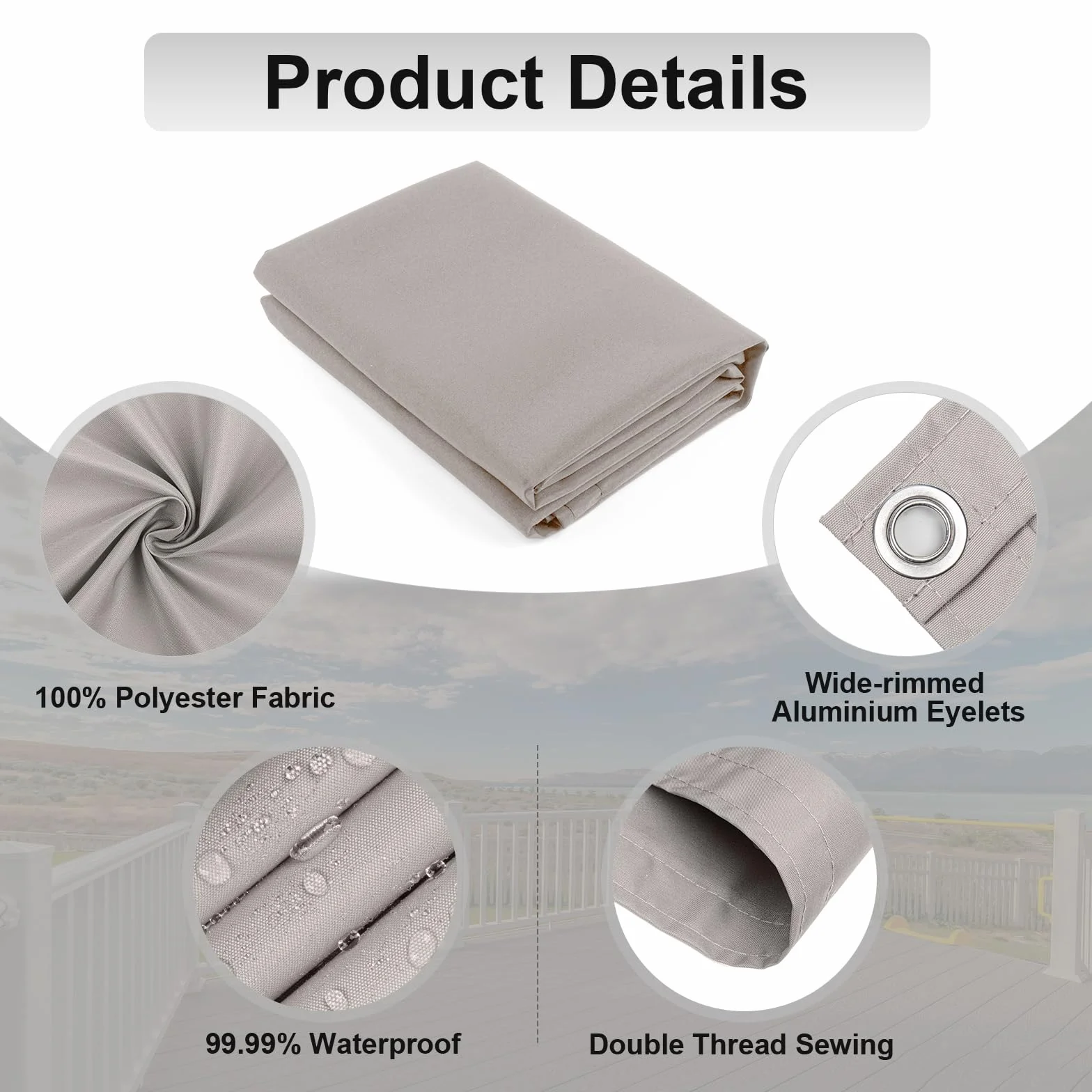 AXT SHADE Osłona Balkonowa 90x400cm Ochrona przed Wiatrem Nieprzejrzysta osłona Balkonu PES 170g/m² Ochrona przed Wiatrem i Promieniowaniem UV z oczkami i opaskami Kablowymi-Taupe