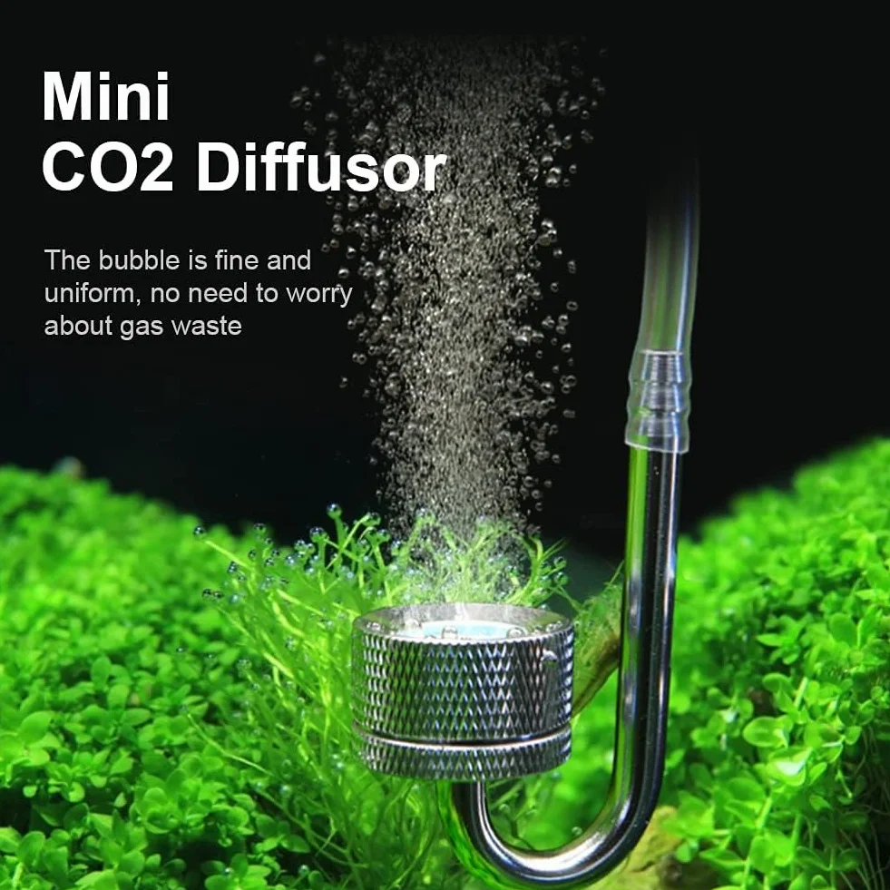 Akwarium Dyfuzor CO2 Stop aluminium Dyfuzor dwutlenku węgla Generator dwutlenku węgla Atomizer z przyssawką do akcesoriów do akwarium (srebrny)