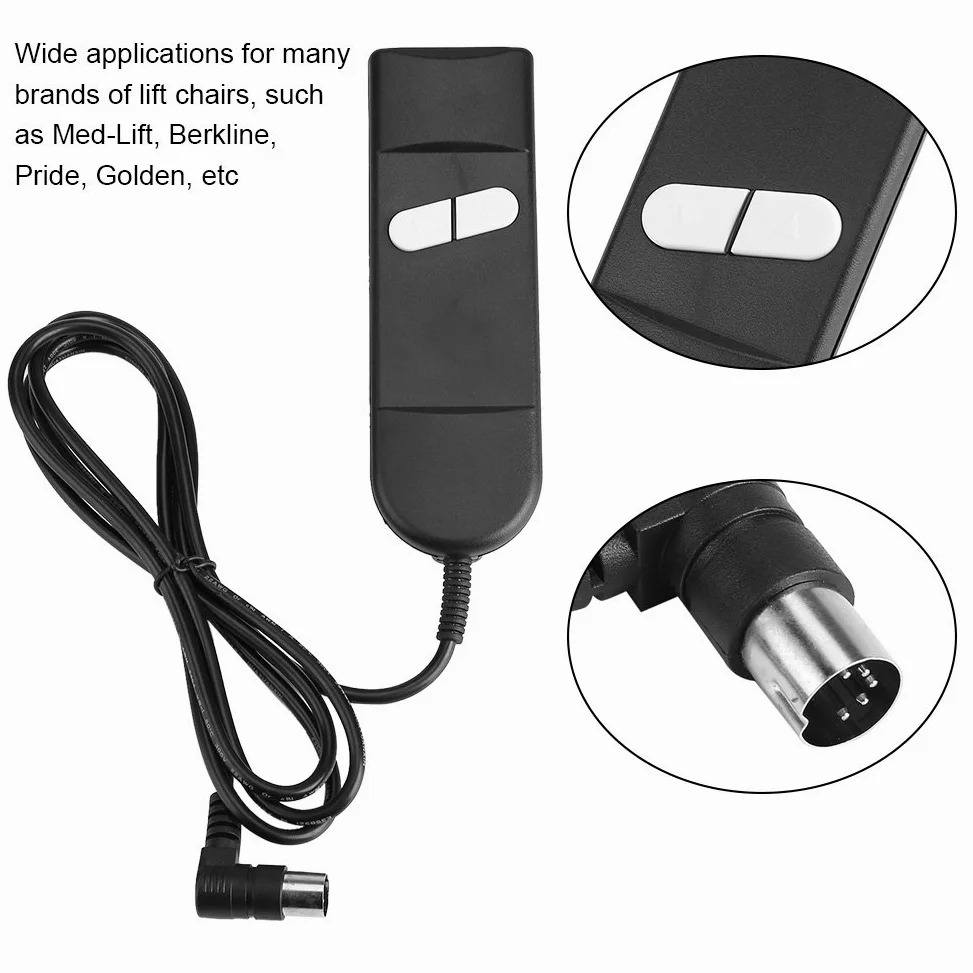 Yosoo Pilot zdalnego sterowania na fotel odłączany 5 Pin 2 przycisk wielofunkcyjny kabel do krzesła relaks części zamienne zamienne do krzesła Handset