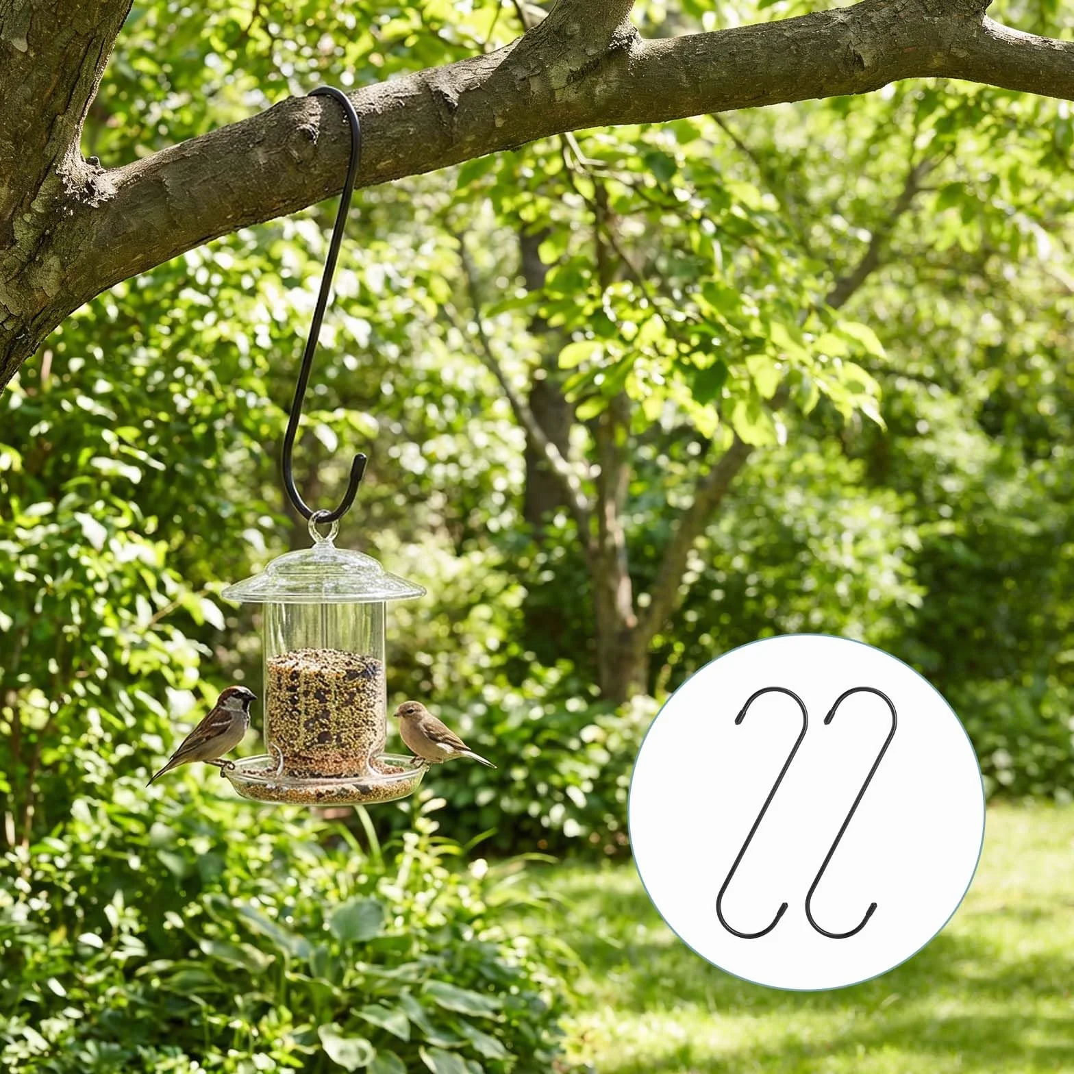6 sztuk dużych haczyków w kształcie litery S, 20 cm, czarne, ze stali tytanowej, stabilne, antypoślizgowe, do kuchni, garderoby, do garażu, szaf, kwiatów, koszów, tarasu
