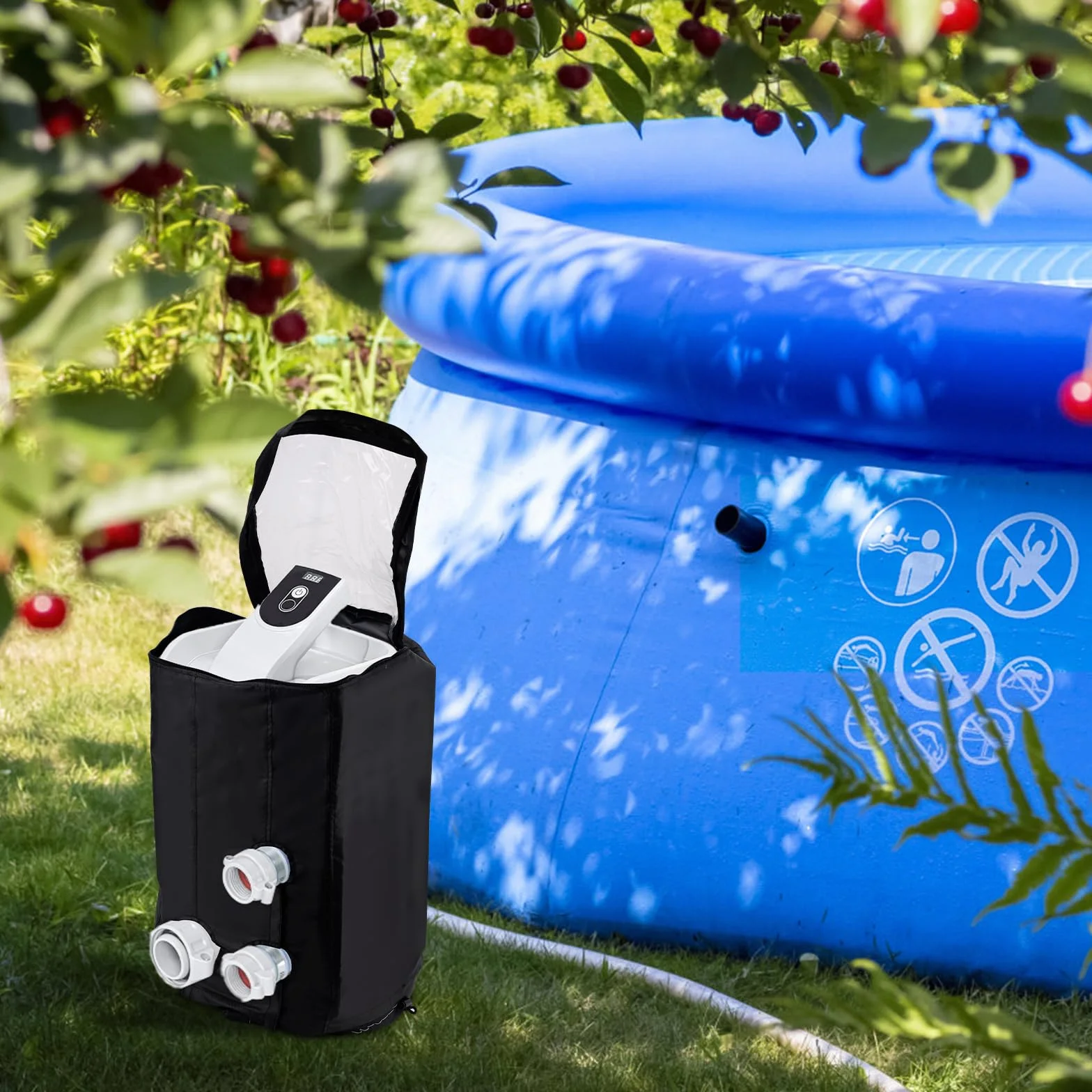 Pokrowiec na Pompe Podgrzewacza Wanny z Hydromasazem, Wodoodporny Pokrowiec na Pompe Podgrzewacza Spa Tkanina Oxford 600D Pasuje do Wielu Marek Tylko Pokrowiec (Czarny)