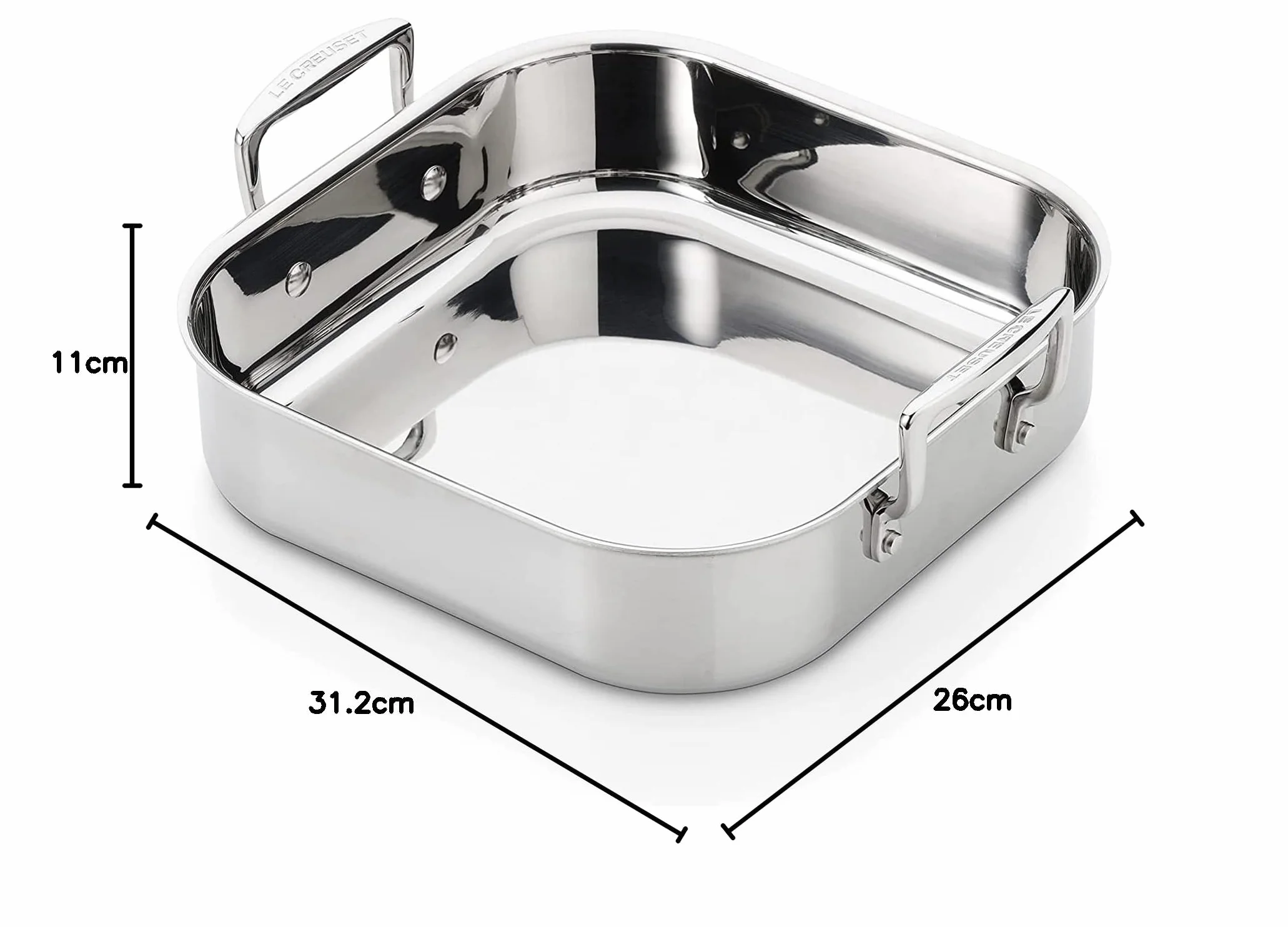 Le Creuset Kwadratowa brytfanna ze stali nierdzewnej 3-ply, 26 x 26 cm, 961060260000