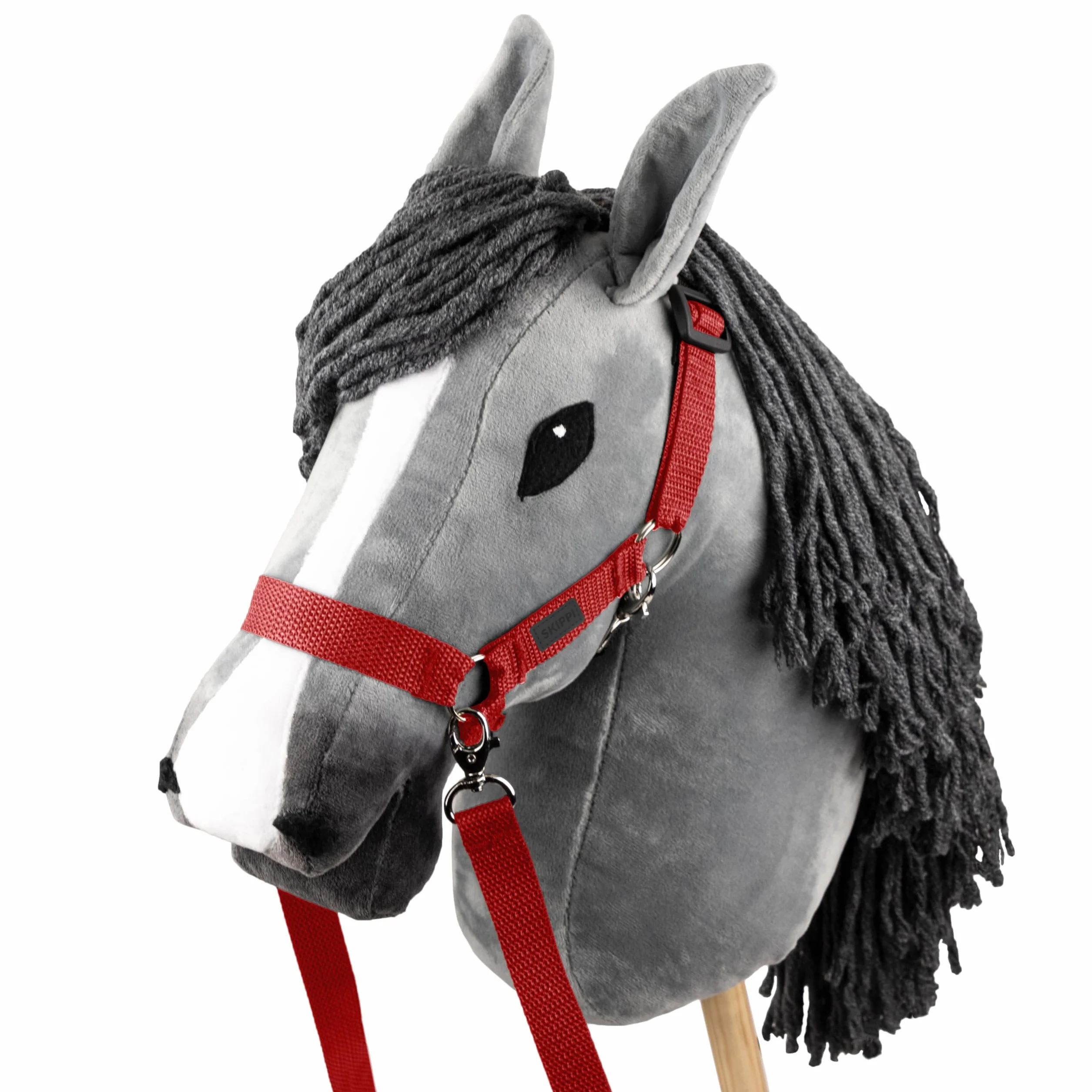 SKIPPI Kantar dla Hobby Horse - Czerwony, Wodze i 2 Futerka, Hobby Horse Akcesoria, Uniwersalny rozmiar