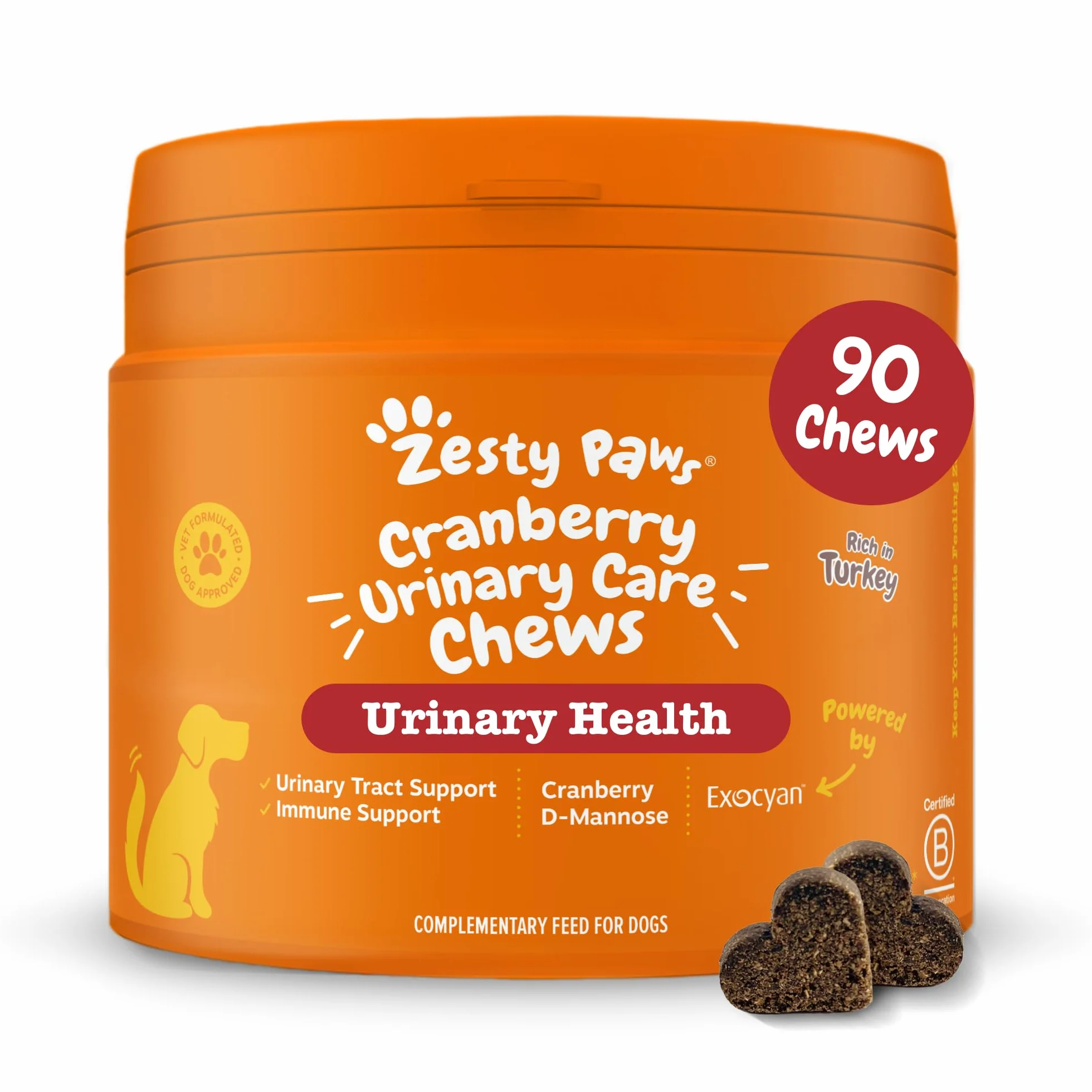 Zesty Paws Urinary Care Chews for Dogs 90 Chews Turkey Flavour Supports Urinary Tract Immune Function