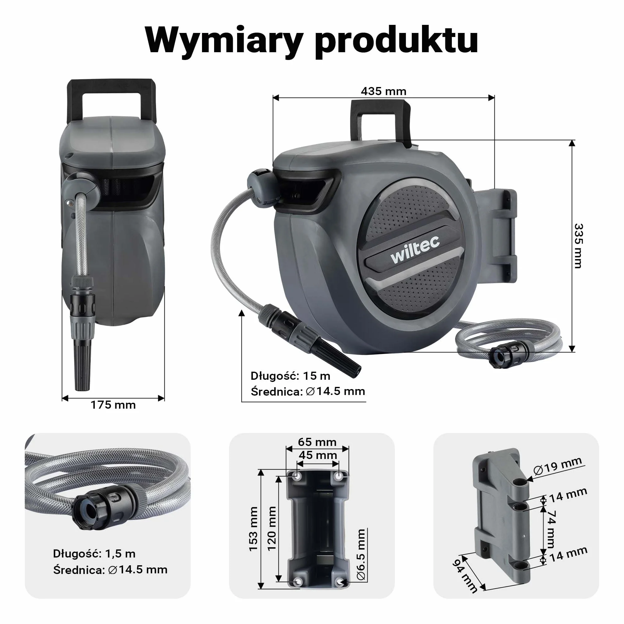 Bęben na wąż XPOtool, ścienna skrzynka na wąż z automatycznym bębnem i 15-metrowym wężem, nawadnianie ogrodu