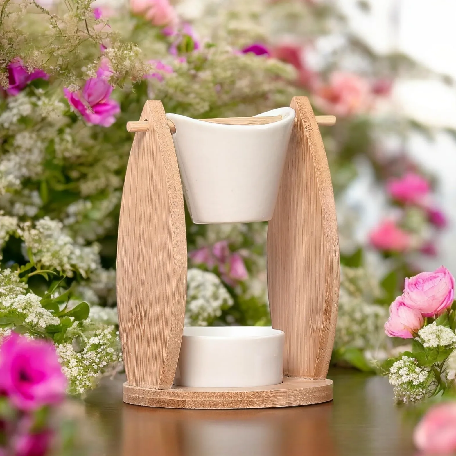 Brule perfumy bambusowe i ceramiczne woal z odpowiednią świecą i trzema topiącymi się w ofercie