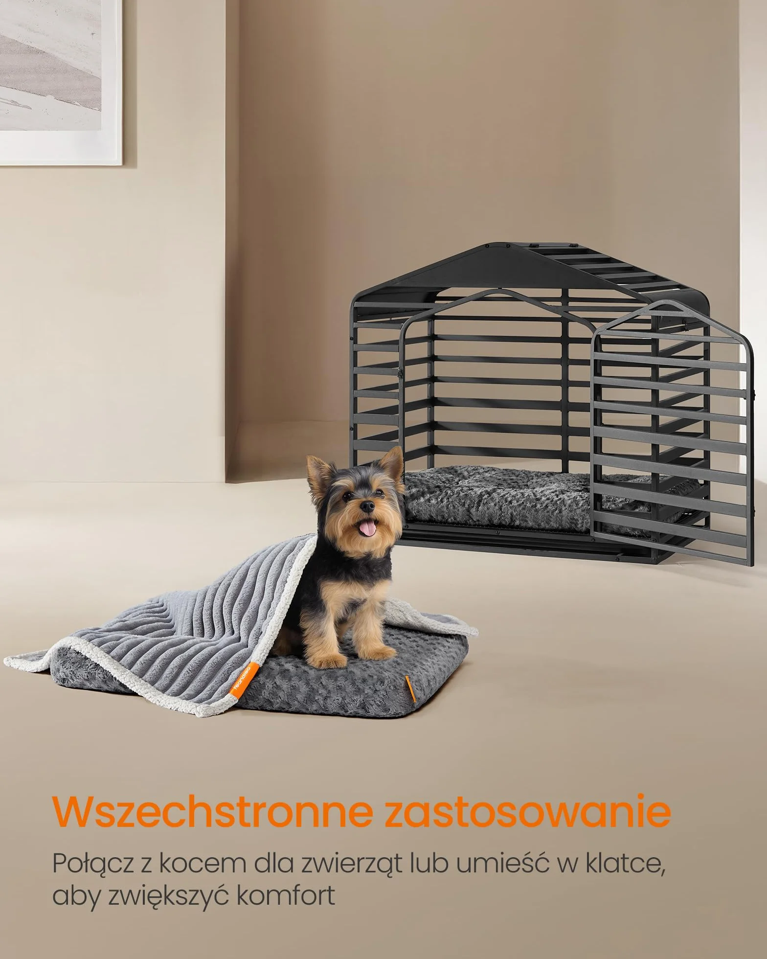Feandrea Legowisko dla psa, rozmiar M, dla małych psów, legowisko dla zwierząt, pluszowa tkanina, 80 x 50 cm, miękkie wypełnienie, zmywalne, antypoślizgowe, szaro-łupkowe PGW291GN01