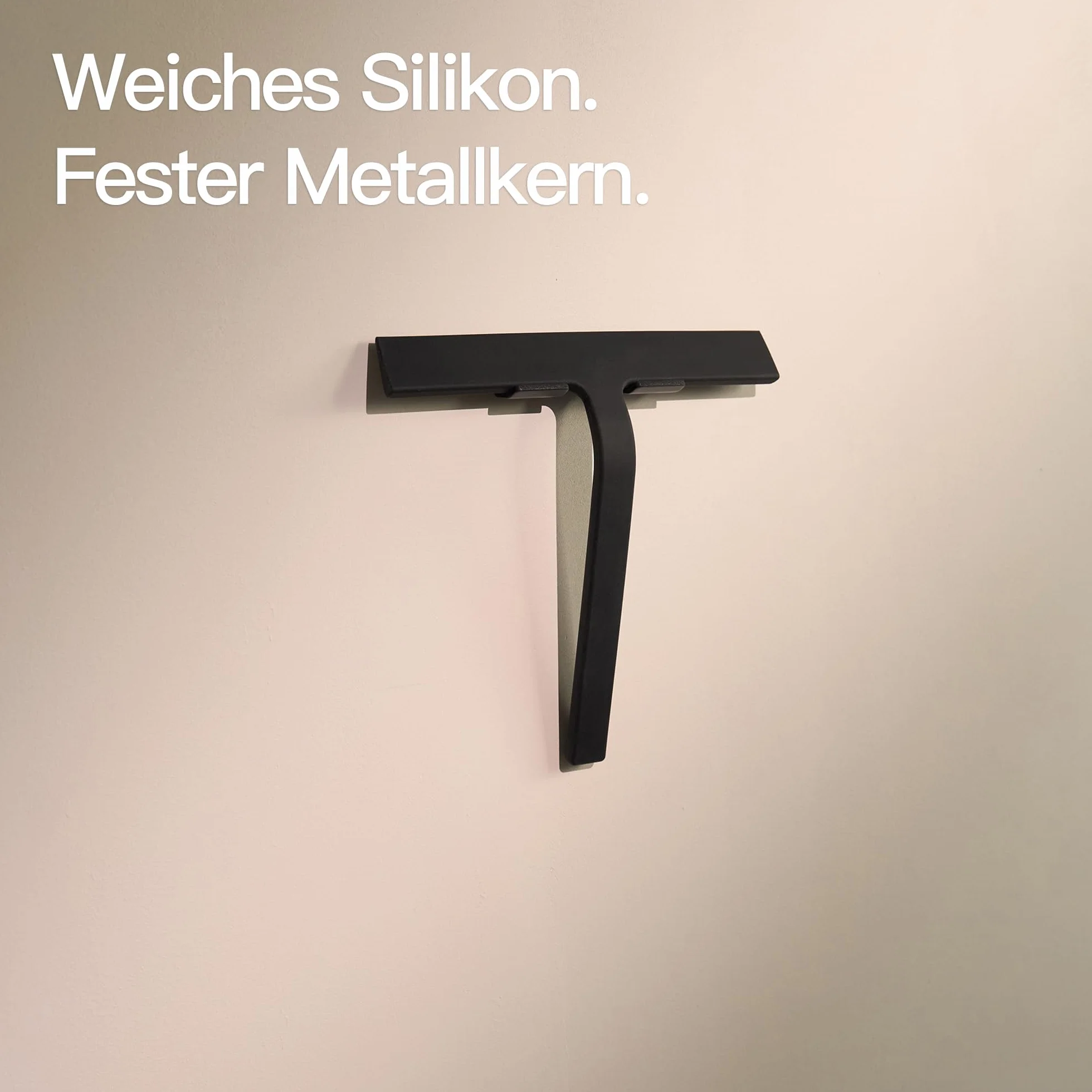 Designfabrik Hamburg Ściągaczka do prysznica | Silikonowy ściągacz do prysznica | Uchwyt ściągaczki do okien bez wiercenia | Nowoczesny design | 23 cm | Czarny