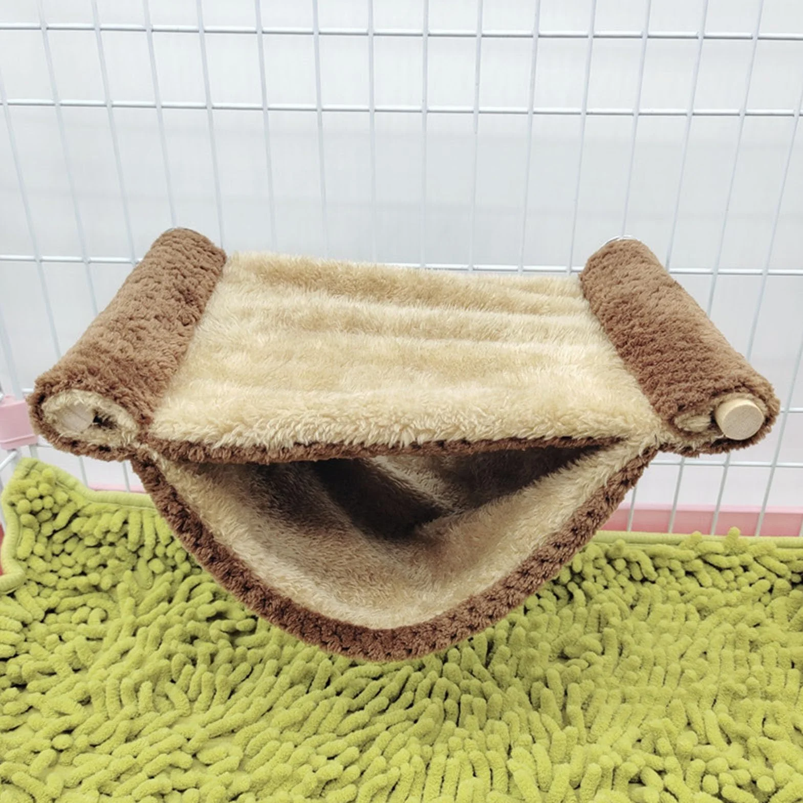 Pet Wiszący Hamak dla Małych Zwierząt - Chomik, Mysz, Szczur Huśtawka, Ciepłe Łóżko, Klatka z Łóżkiem Piętrowym (Kolor Kawy)