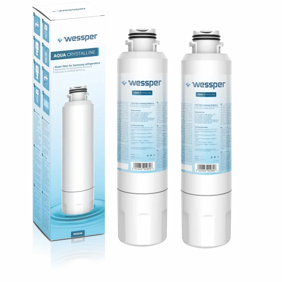 Wessper 2 x wkład filtrujący do wody kompatybilny z Samsung DA29-00020B, HAF-CIN/EXP, HAF-CIN, HAFCIN, DA97-08006A-B, DA97-08006A-E, DA97-08043ABC, DA29-00020A, 46-9101