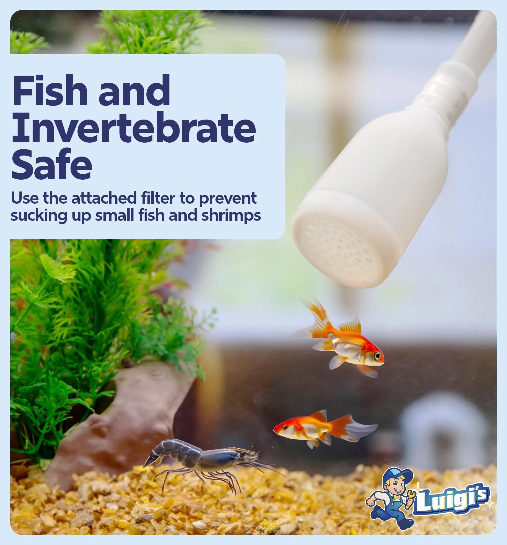 Luigi's Syphon Fish Tank Cleaner do akwarium - ręczna pompa syfonowa próżniowa 3 w 1 - zmieniacz wody i płuczka żwiru