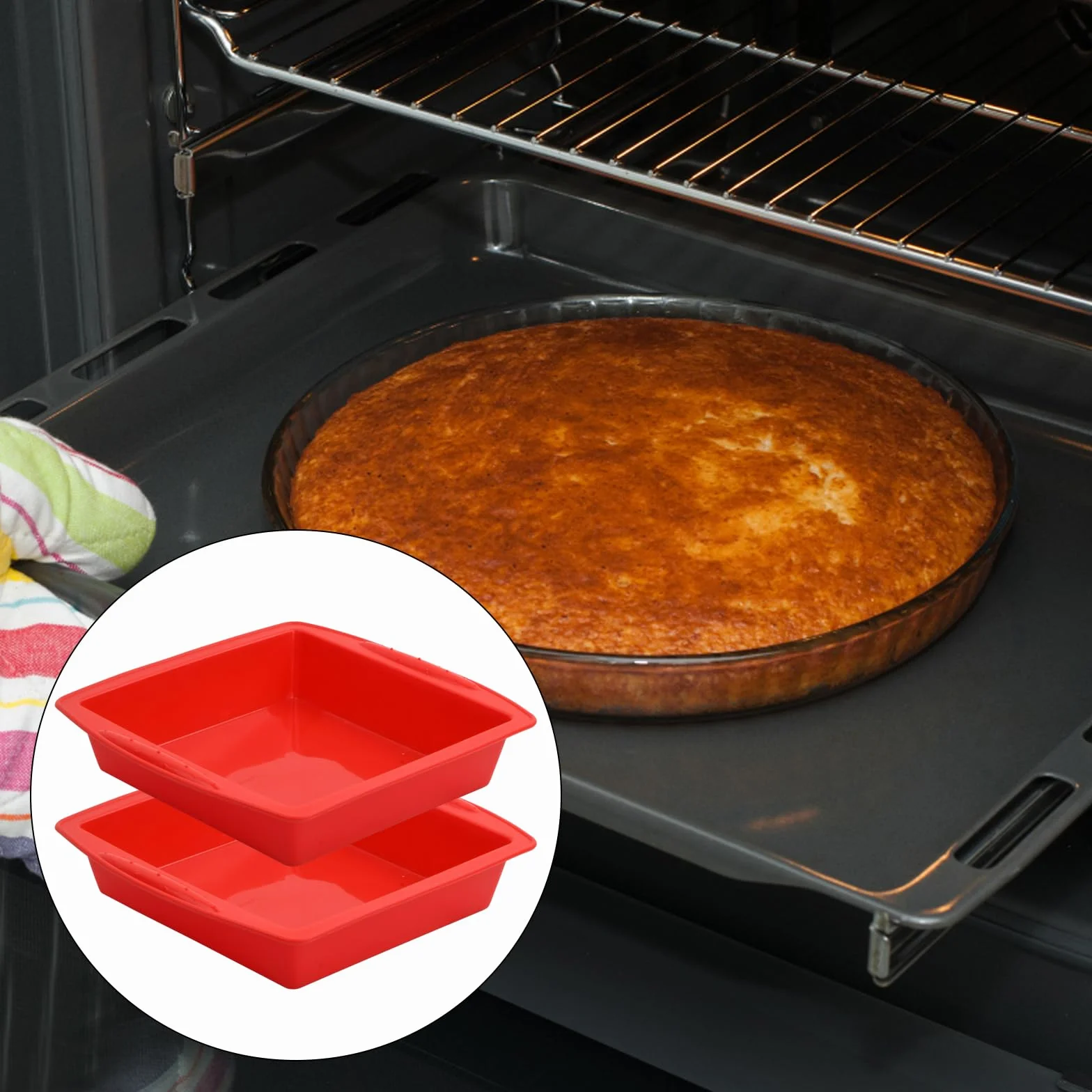 Silikonowe foremki do pieczenia ciast, silikonowe foremki do ciasta, silikonowe kwadratowe ciasto, szybkie uwalnianie, wielokrotnego użytku, do pieczenia ciast, gotowania, grillowania, 26 x