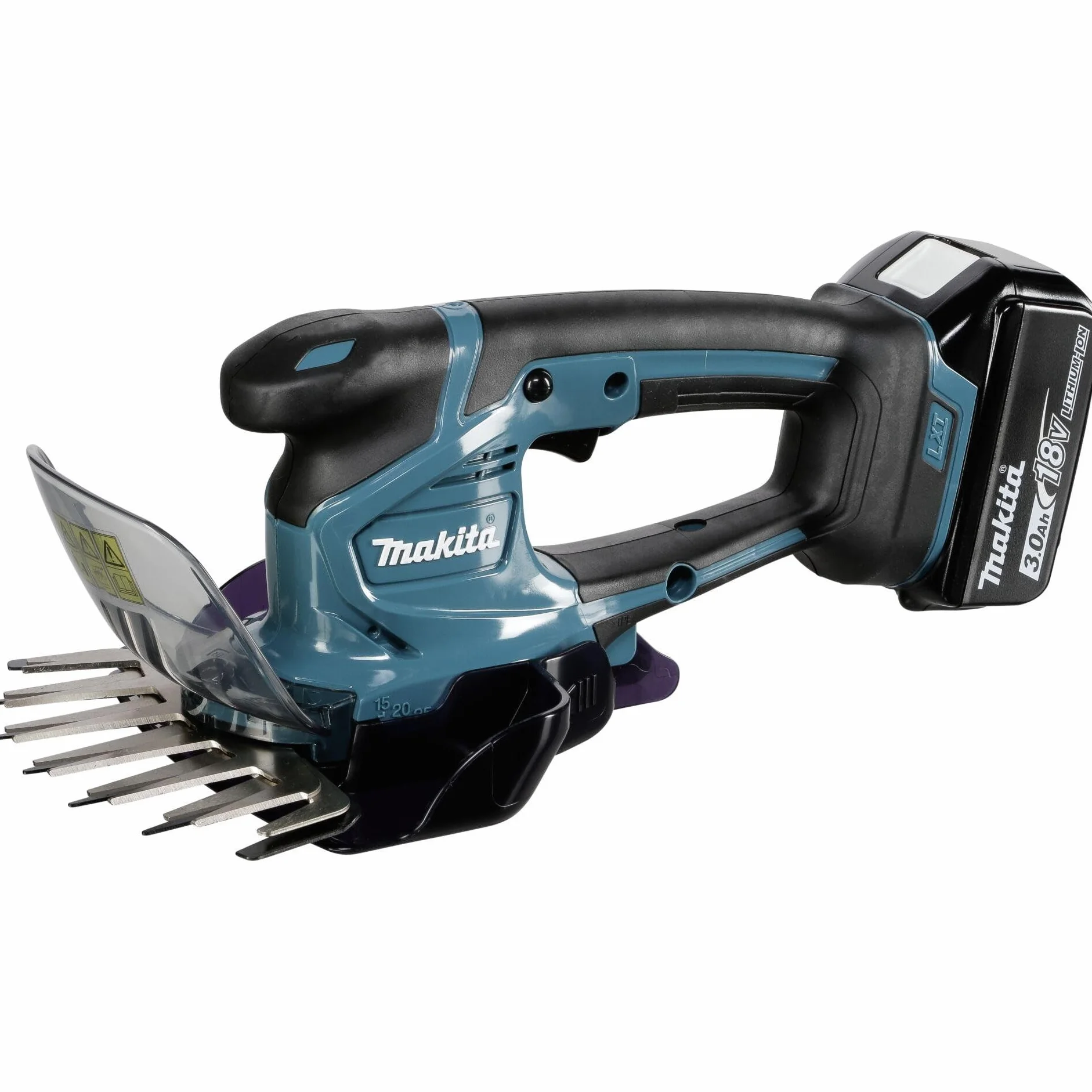 Makita DUM604RFX1 akumulatorowe nożyce do trawy 18 V/3,0 Ah, 1 akumulator + ładowarka w zestawie przedłużacz uchwytu z rolką