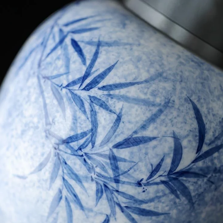 HLTYGWX Pojemnik na herbatę Ręcznie malowane, farbowane tuszem na zielono Małe okrągłe puszki na herbatę Herbata do użytku domowego Zamknięte puszki do przechowywania Ceramiczny pojemnik na kawę i